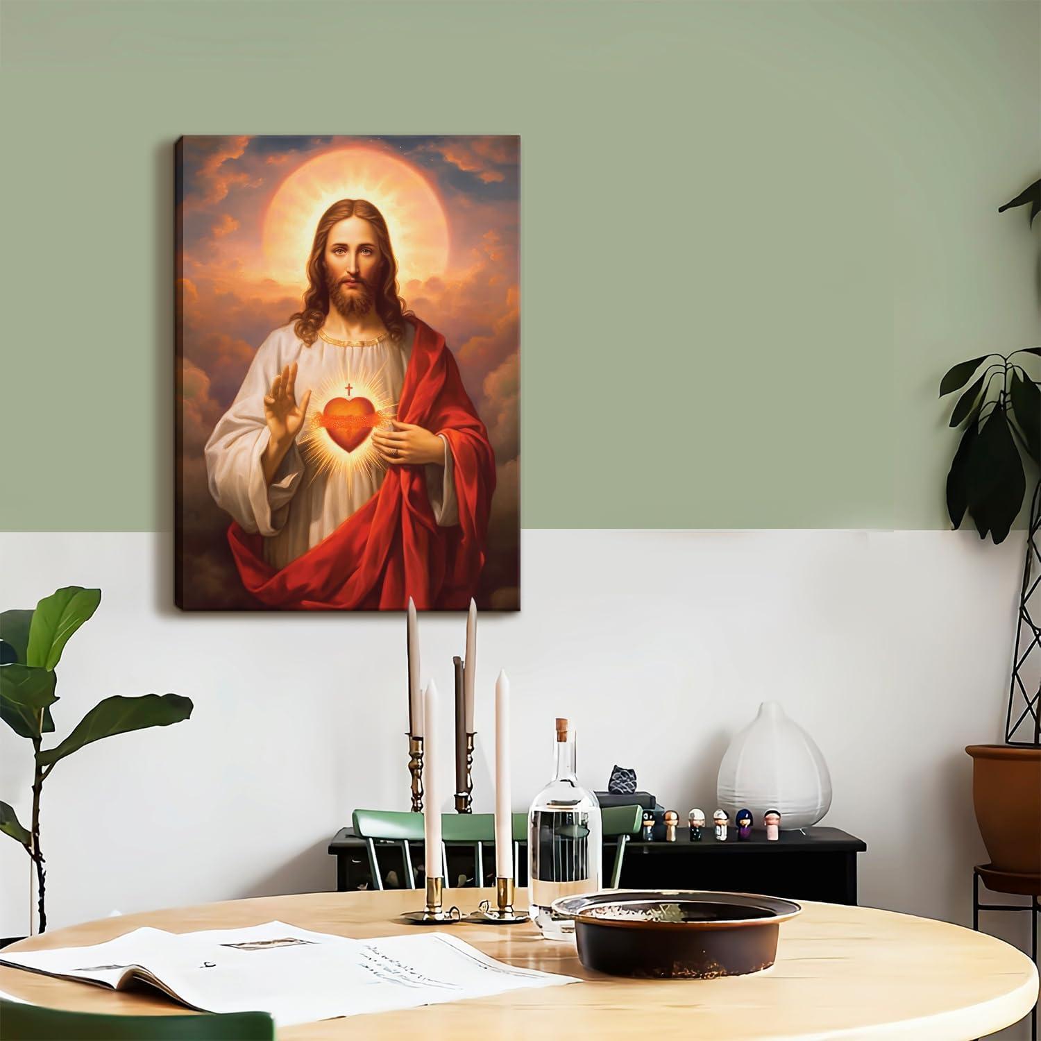 Sacred Heart of Jesus Religious Canvas Wall Art