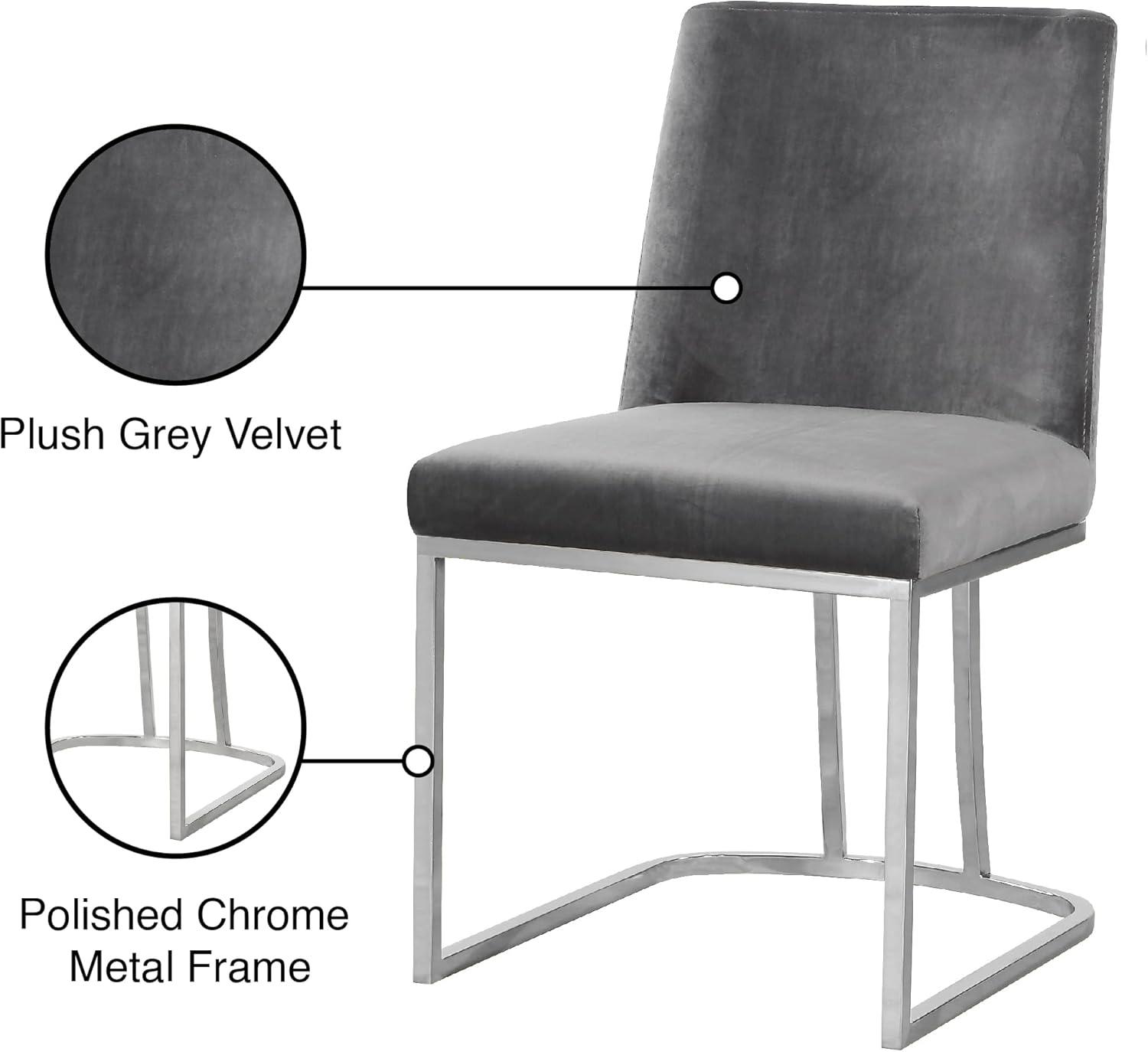 Meridian Furniture Heidi Gray Velvet Dining Chair (Set of 2)