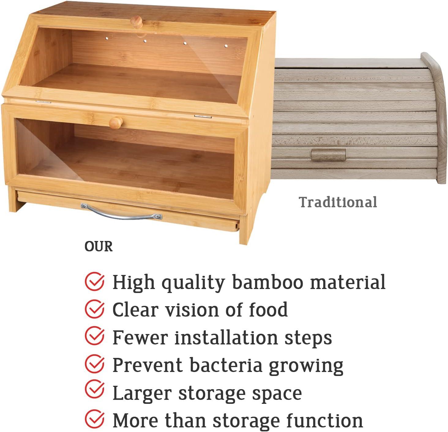 MAISONPEX Bamboo Sturdy Stylish and Easy to Assemble Bread Box