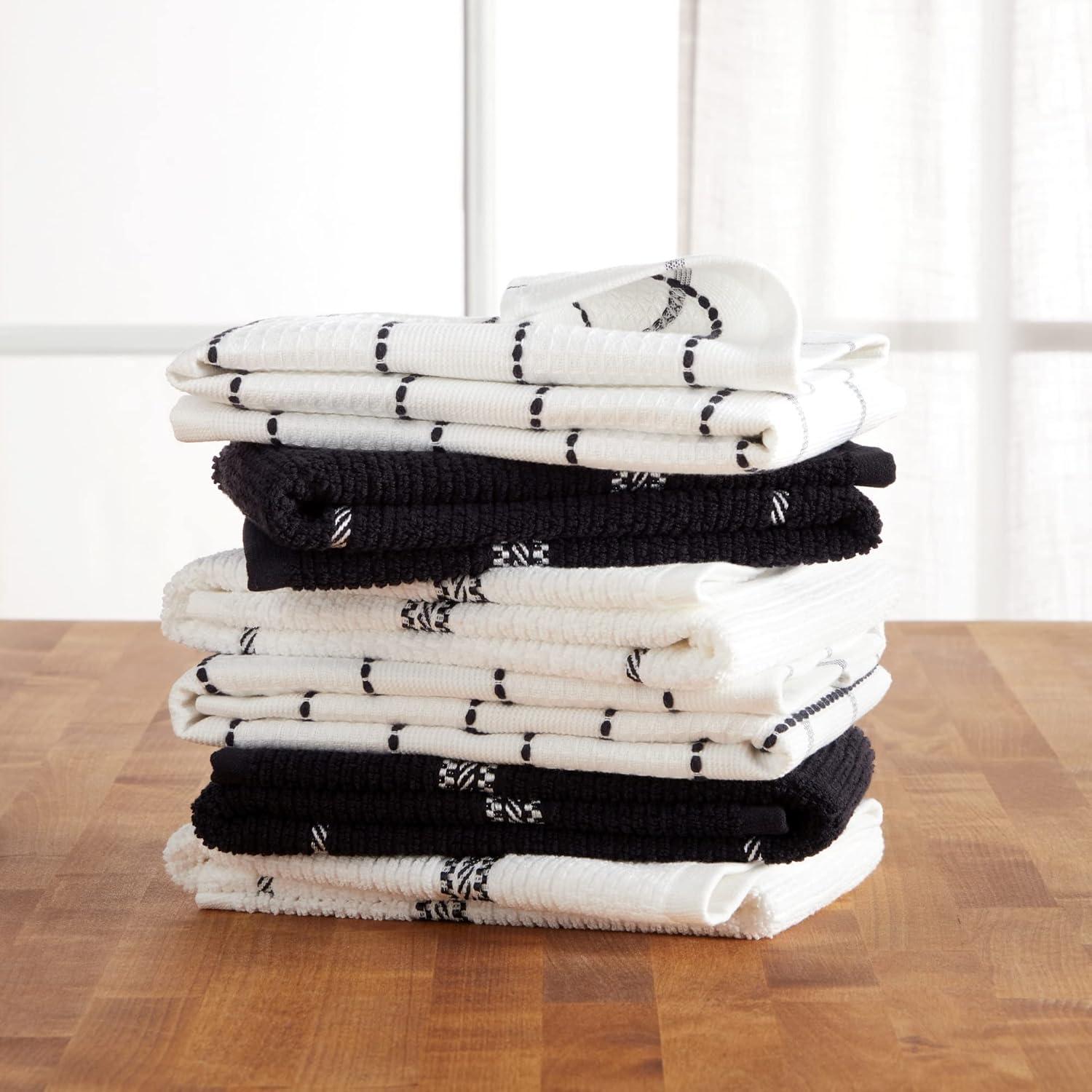 Martha Stewart Modern Waffle Kitchen Towel Set 6-Pack, Linen, 16"x28"