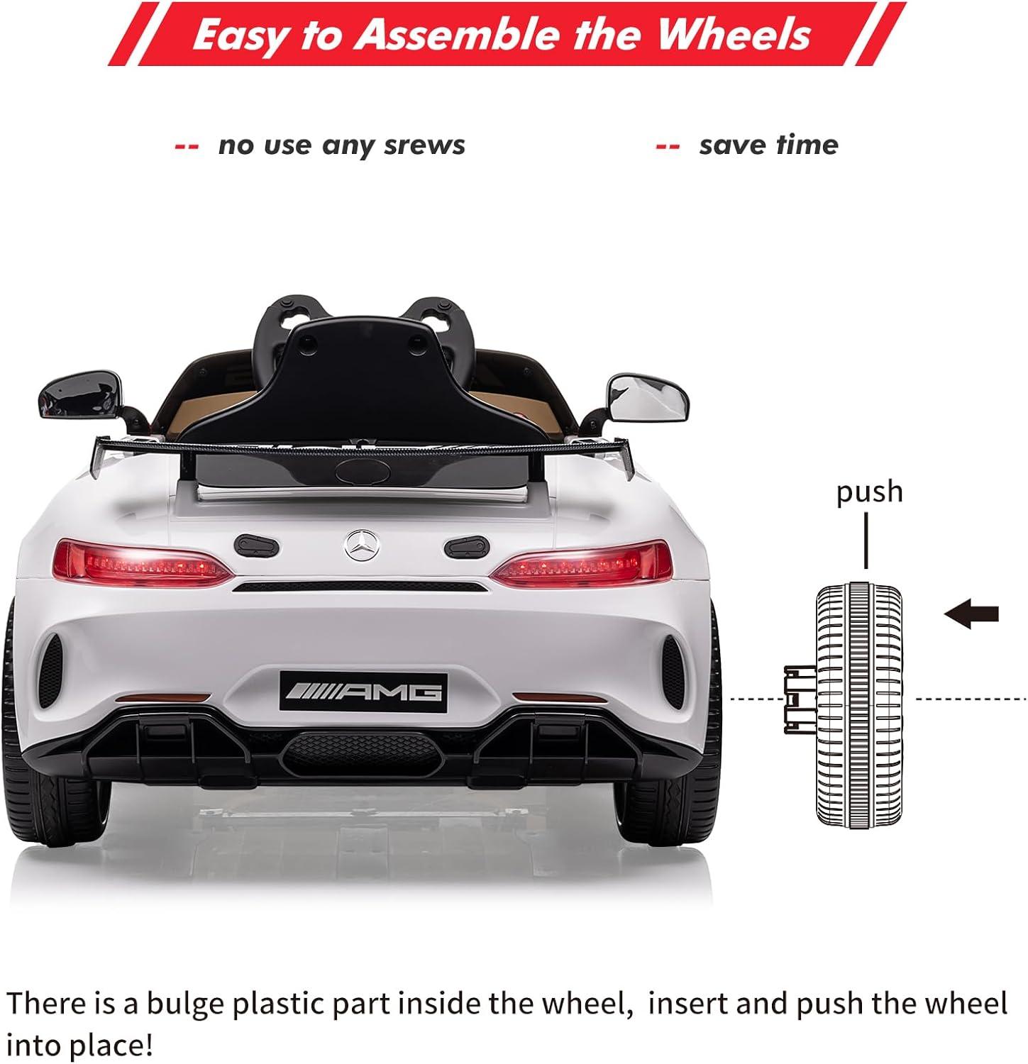 Ride on Car for Kids with Remote Contorl, 12V LicensedBen-zAMG Electric Vehicles Battery Powered Sports Car,Sound System, LED Headlights,One Button Assemble Wheels for 3-8 Years Boys Girls