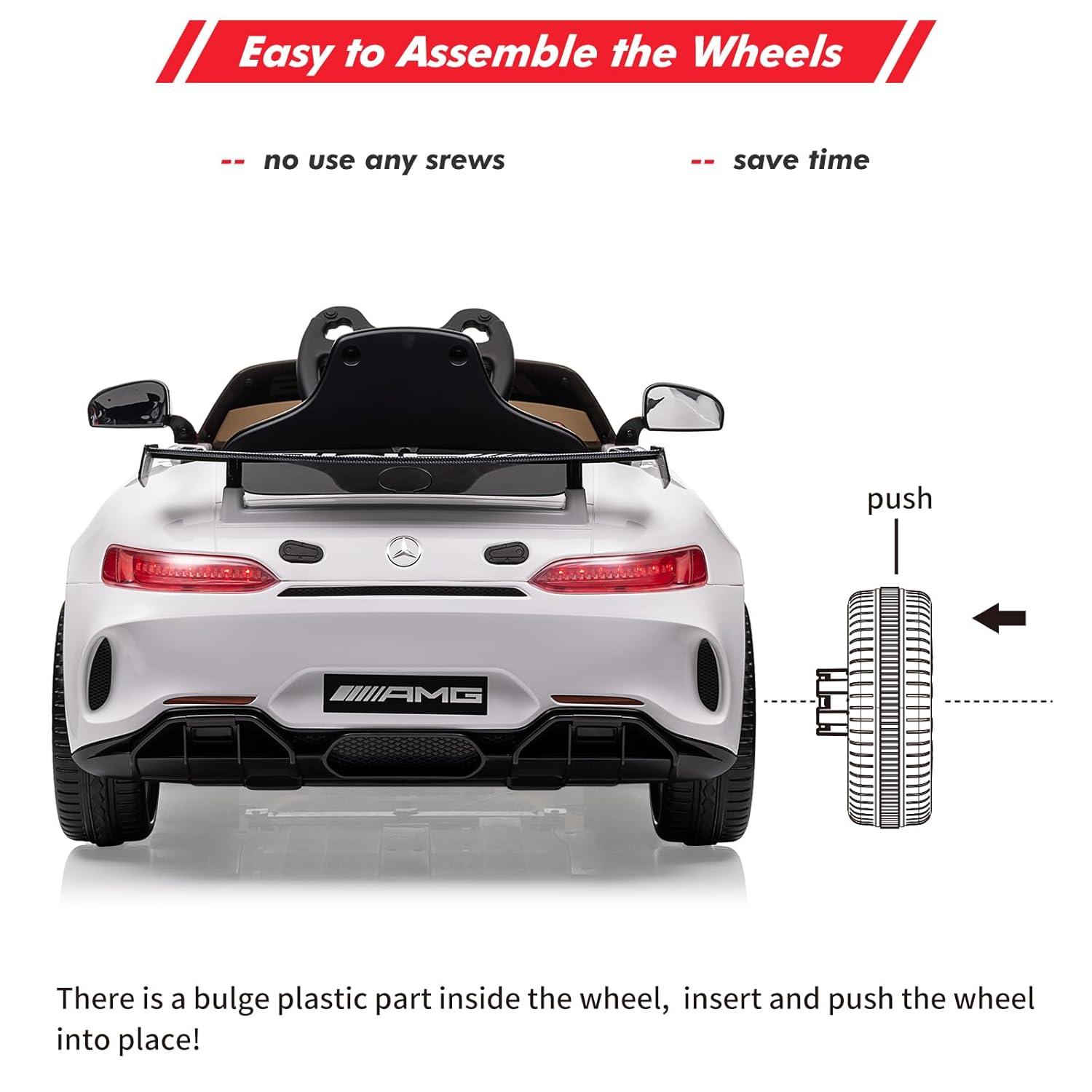 Ride on Car for Kids with Remote Contorl, 12V LicensedBen-zAMG Electric Vehicles Battery Powered Sports Car,Sound System, LED Headlights,One Button Assemble Wheels for 3-8 Years Boys Girls