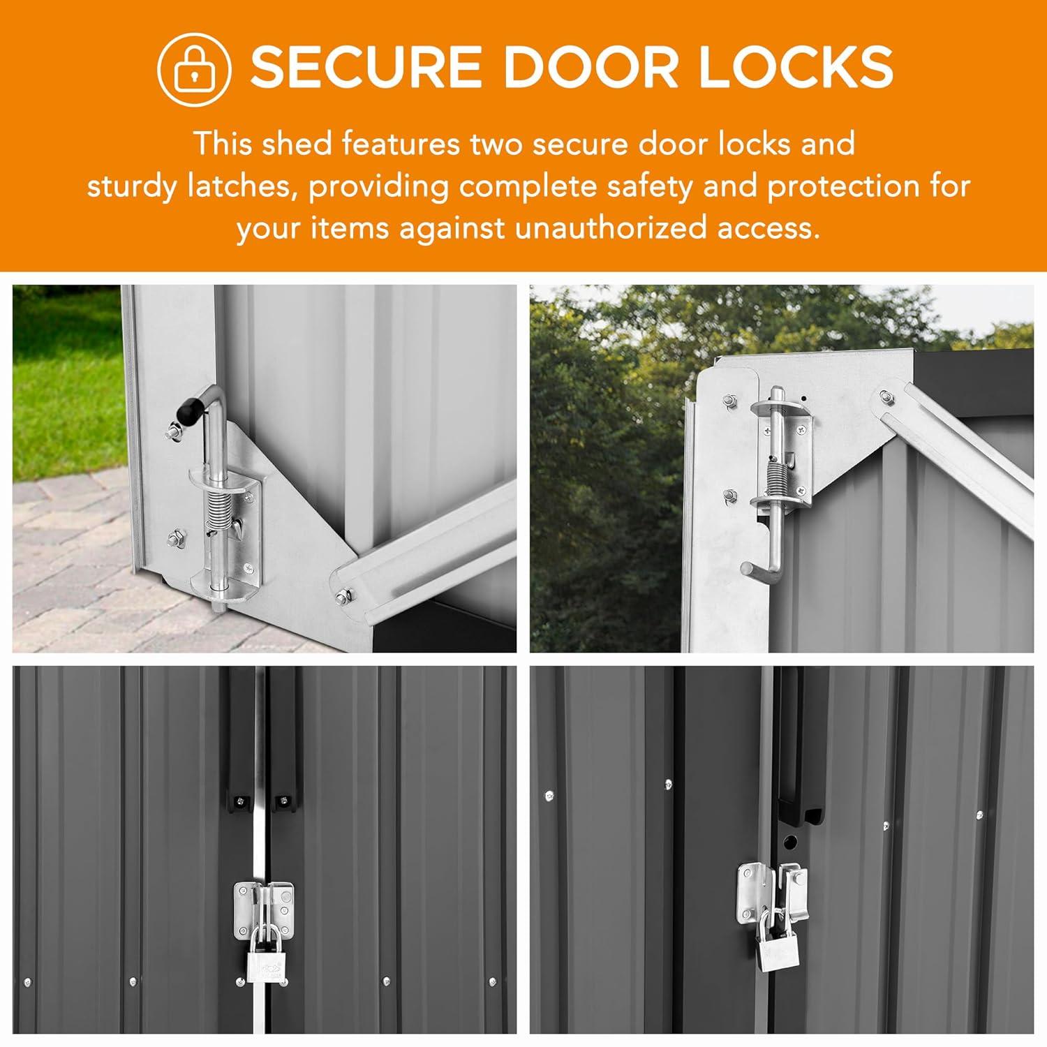 Sunjoy Sunjoy Outdoor Storage Shed 13 x 20 ft. Carport, Patio Metal Utility Large Storage Shed Garage with 2 Doors and 4 Vents, for Car, Truck, Bike, Garbage Can, Tool, Lawnmower