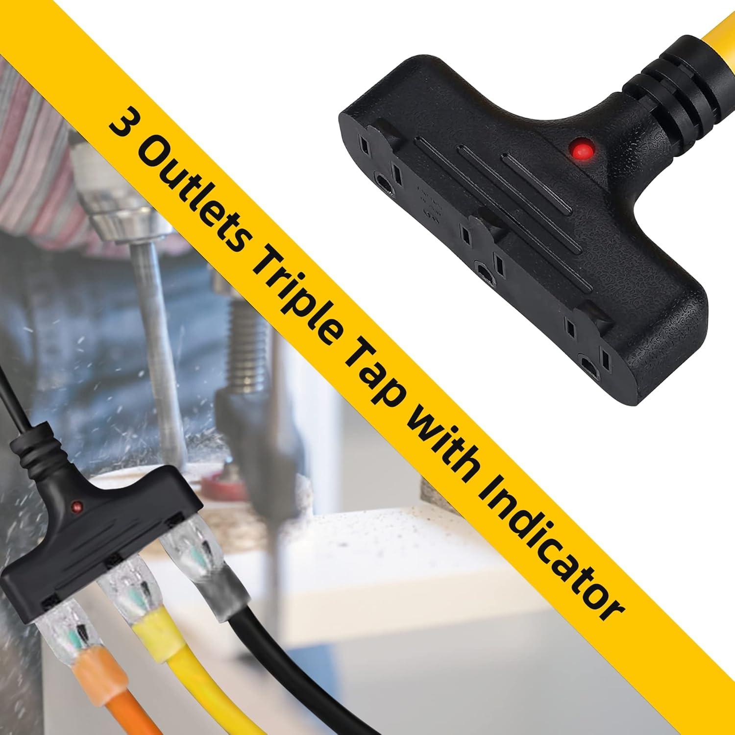 EP 30 Ft Retractable Extension Cord Reel, 16/3 SJTW Power Cord with 3 Electrical Outlets, Ceiling or Wall Mount, 10 Amp Circuit Breaker, Metal Plate, UL Listed, Red