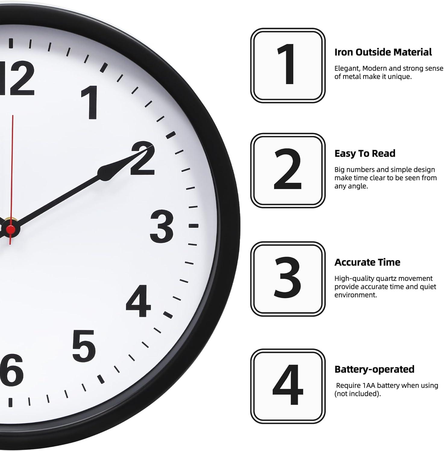 Realspace® Quartz Wall Clock, 14", Black