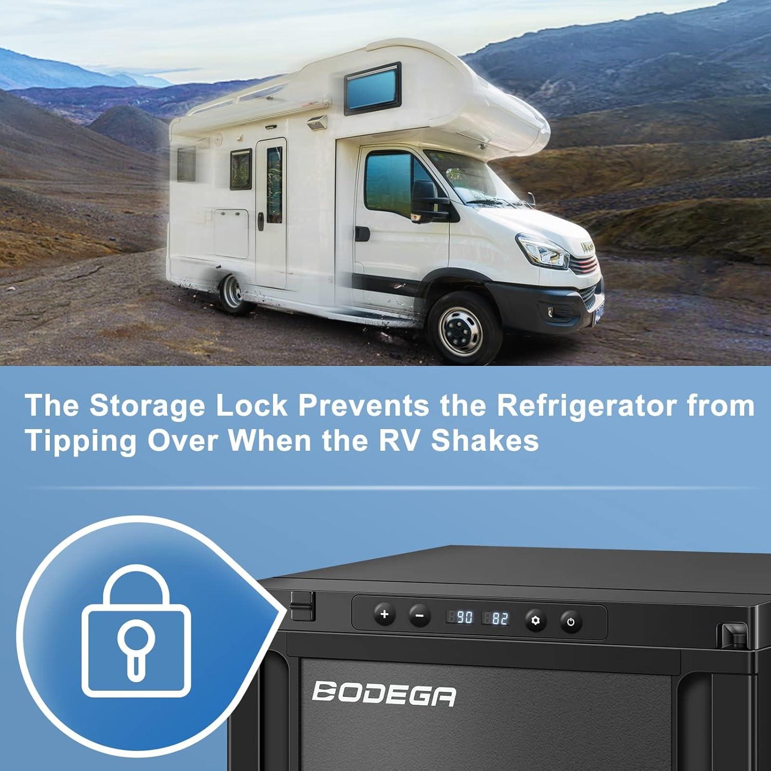 1.6 cu.ft. 45L RV Fridge and Freezer, Car Refrigerator with Lock, (-4℉-46℉) Outdoor Refrigerator in Black