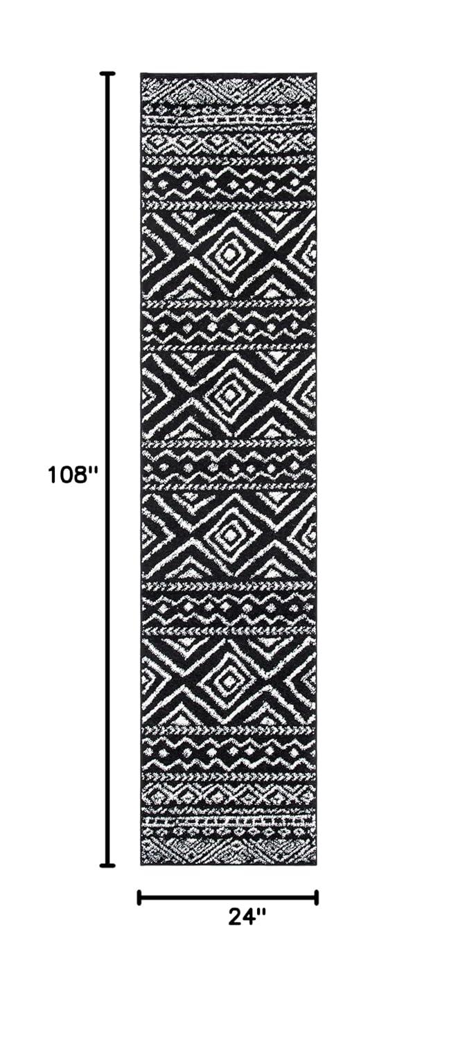 Tulum TUL267 Power Loomed Indoor Runner Rug - Black/Ivory - 2'x9' - Safavieh