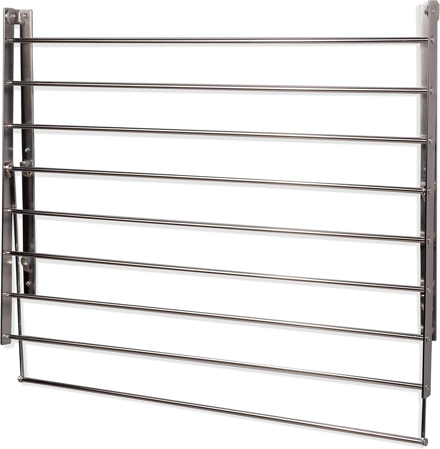 Silver Stainless Steel Wall-Mounted Folding Drying Rack Set