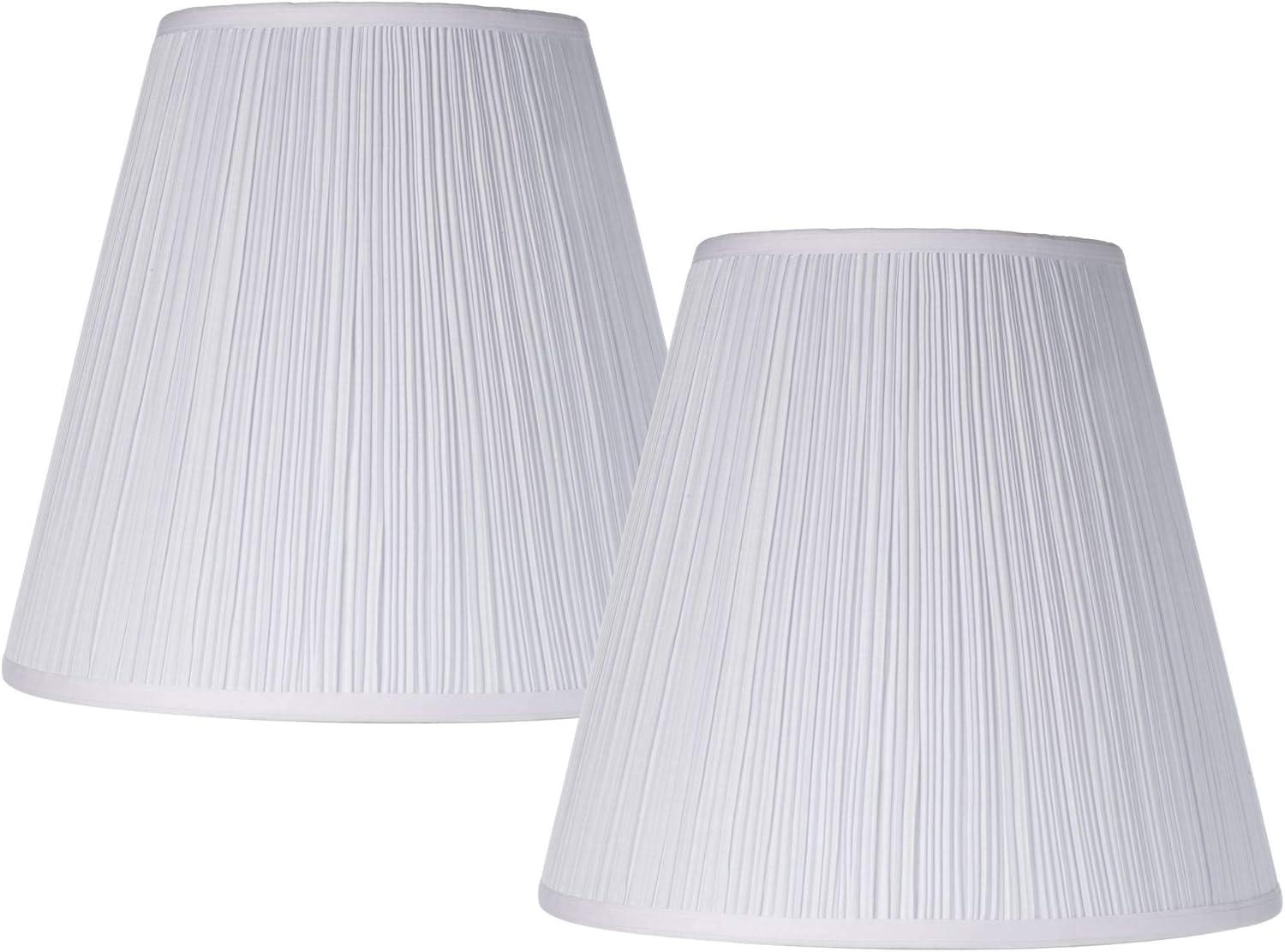 Set of 2 Traditional White Pleated Empire Lamp Shades 9"x16"