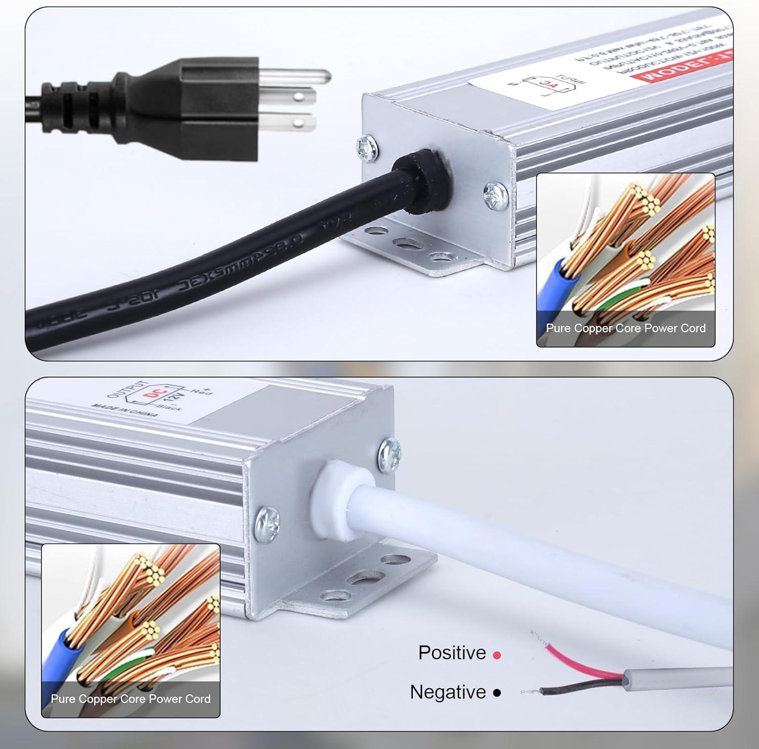 QNNP® LED Driver 150 Watts 12V DC Low Voltage Transformer Waterproof IP67 Power Supply Transformer Adapter AC 100V-120V to 12V DC, LED Power Supply for Indoor Outdoor LED Lighting