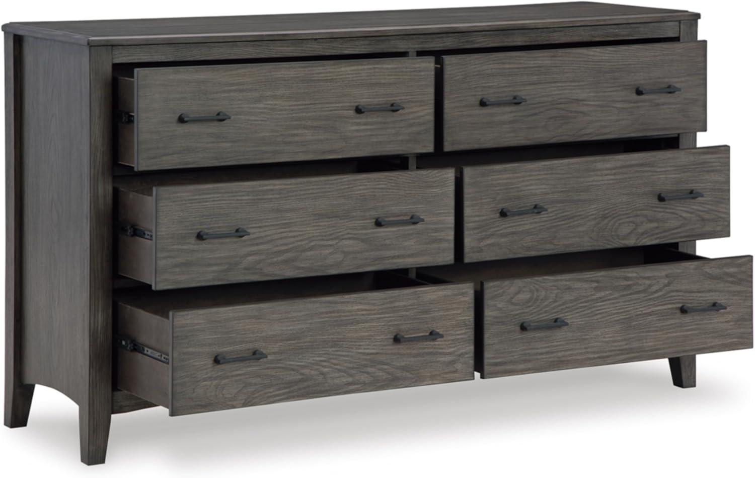 Gray Transitional Dresser with Felt Lined Drawers and Ball Bearing Slides