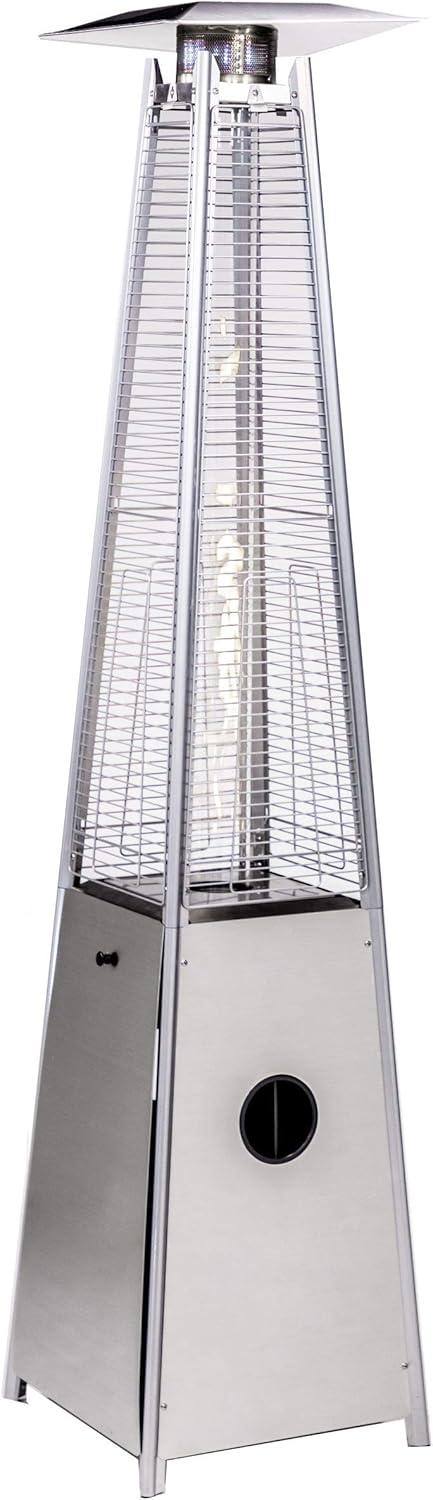 Silver Stainless Steel Propane Patio Heater with Quartz Glass Tube