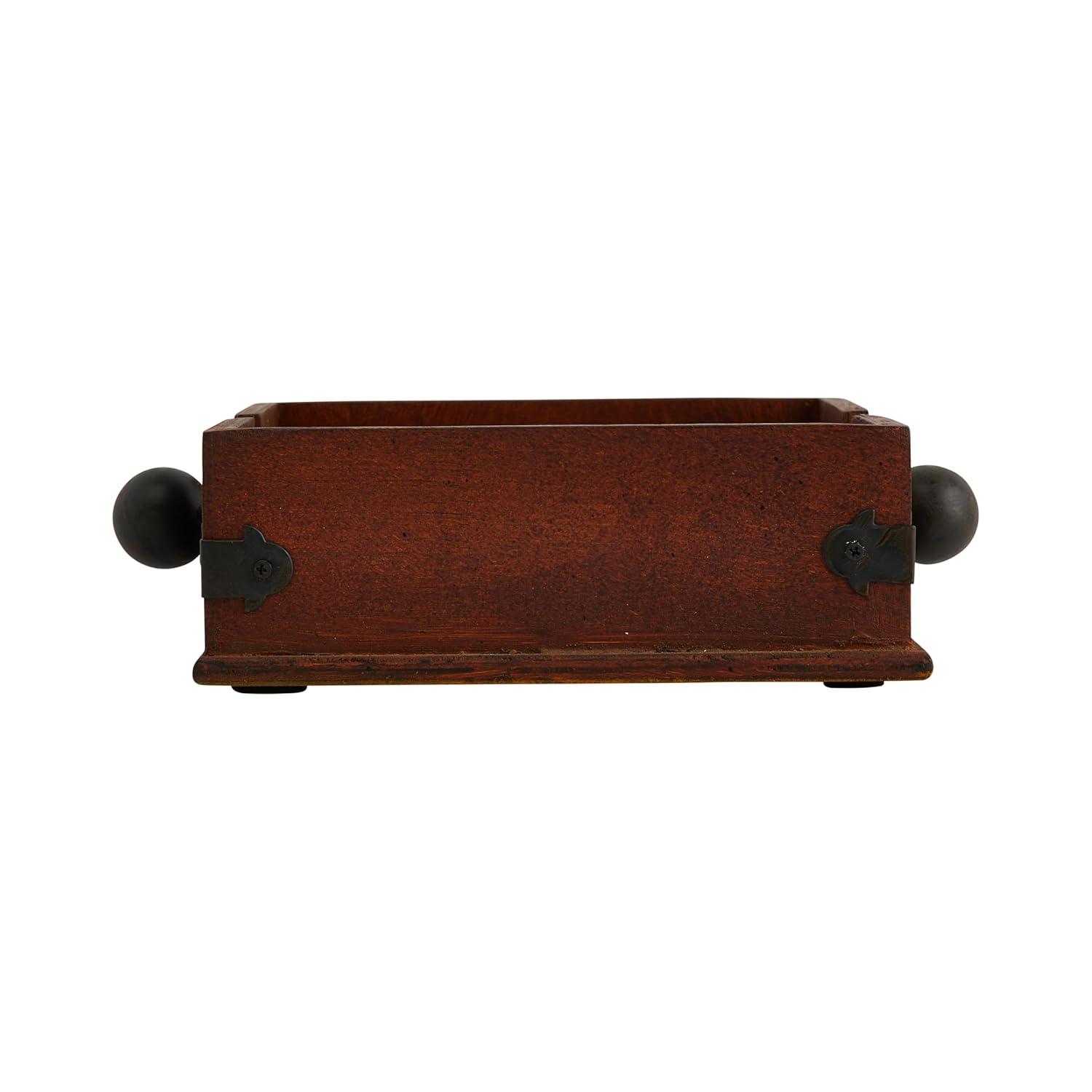 Storied Home Square Wood & Metal Dinner Napkin Holder: Freestanding, Spot Clean, Kitchen Accessory