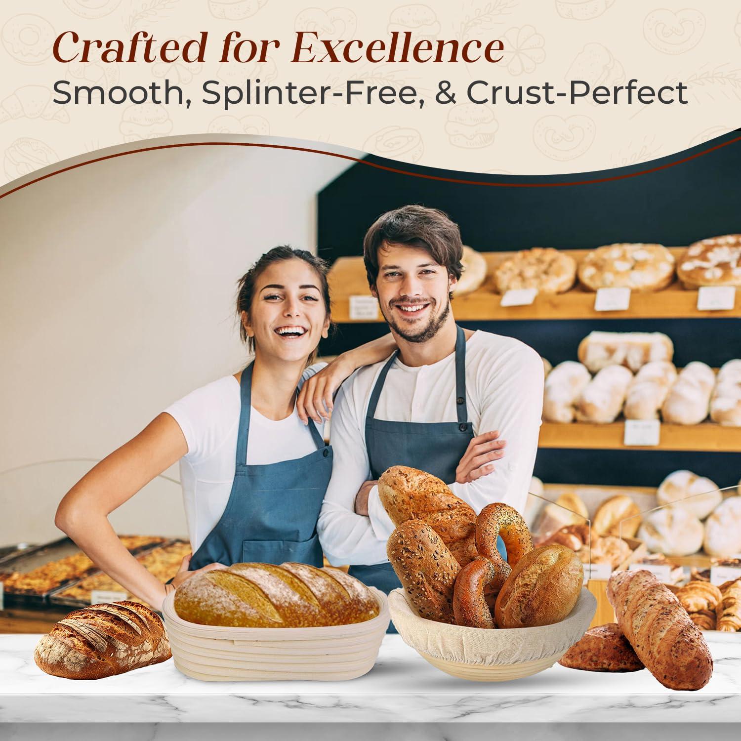APPENIN WINTER PARK CORP Bread Banneton Proofing Basket Set Of 2, 9 Inch Round & 10 Oval Cane Sourdough Baskets With Lame + Dough Scraper Linen Liner Basting Brush For Making Baking Fermentation | Wayfair