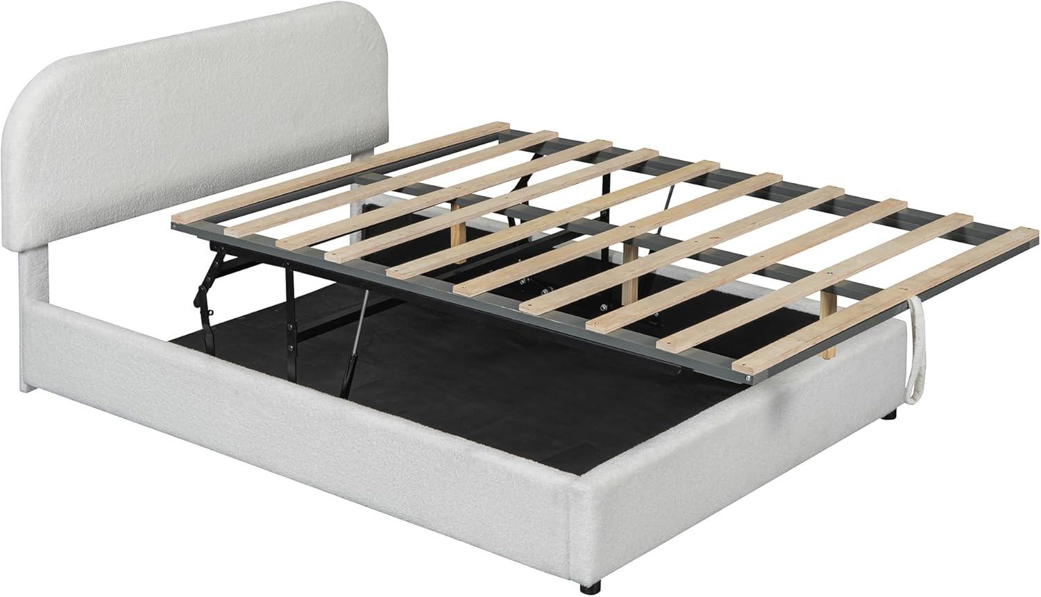 17 Stories Teddy Fleece Full  Size Upholstered Platform Bed with Hydraulic Storage System, White