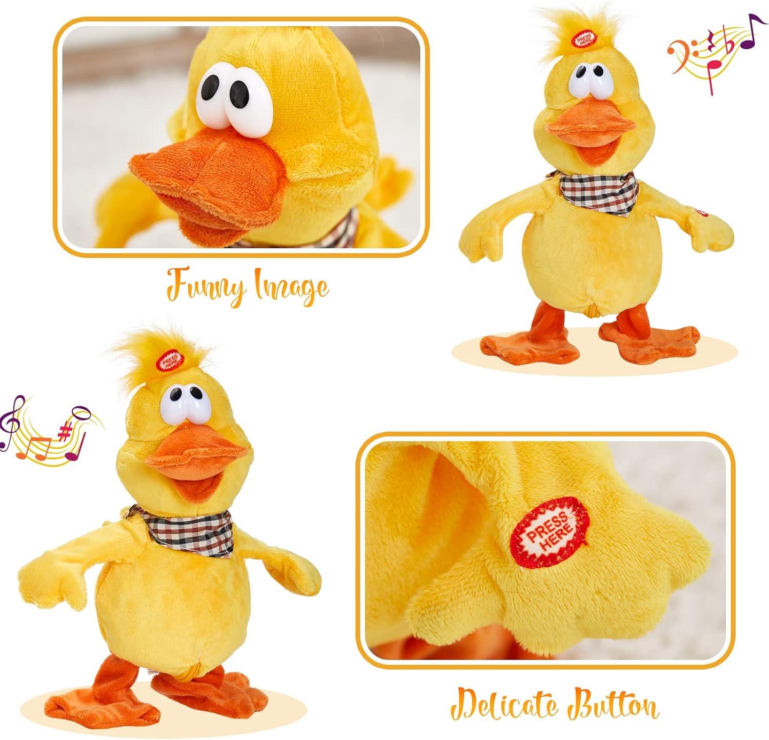 Houwsbaby 15" Electronic Squawking Chicken Toy, Easter Chicken Stuffed Animal Interactive Musical Walking Singing Waving Rooster Plush Toy with Bib Present for Kids Boys Girls Easter Thanksgiving Day