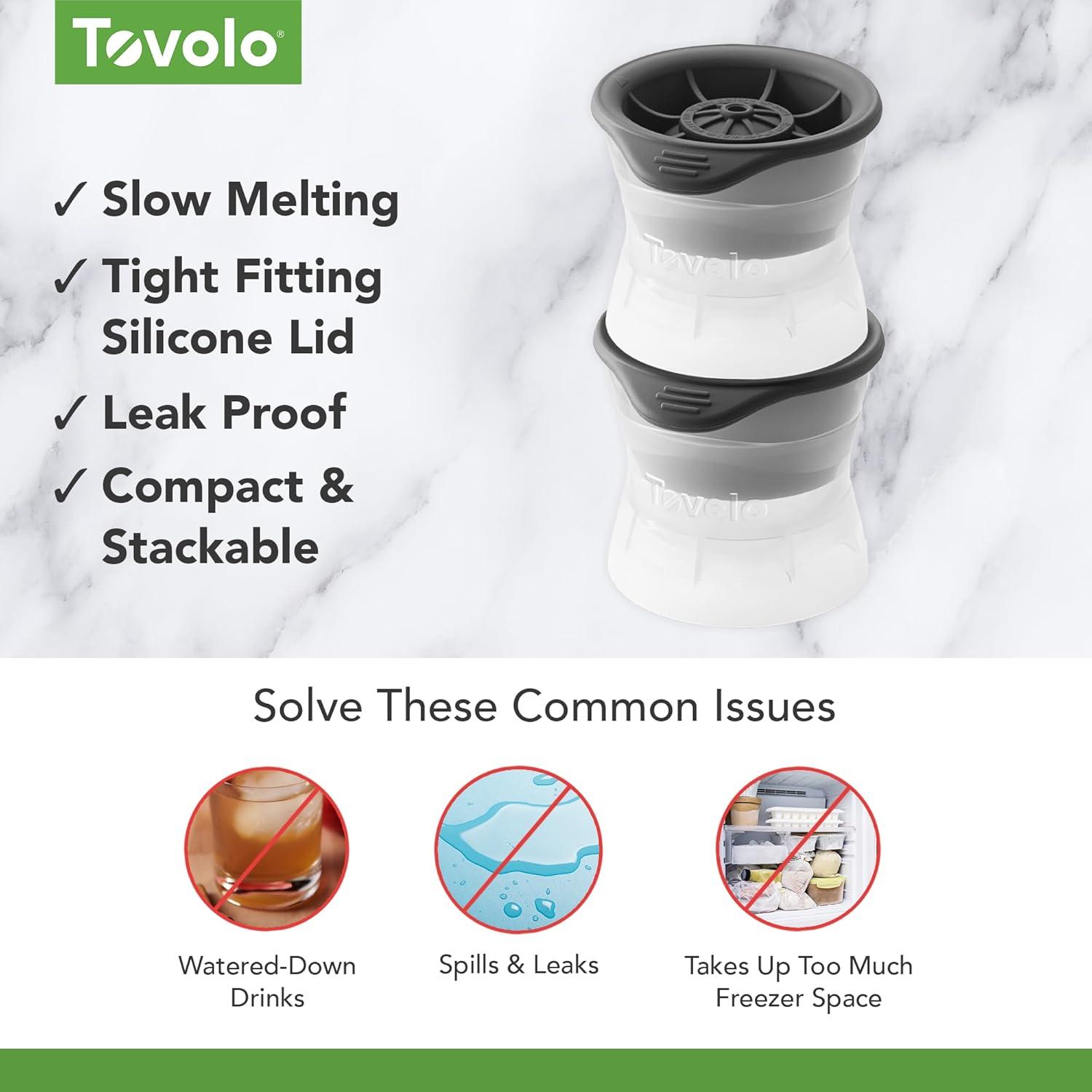 Tovolo Silicone Ice Mold, Baseball Large Ice Molds for Cocktail Drinks, 2 Pack