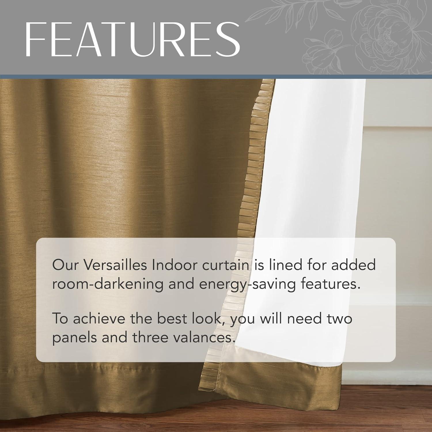 Elrene Versailles Faux Silk Room Darkening Single Window Curtain Panel - Elrene Home Fashions