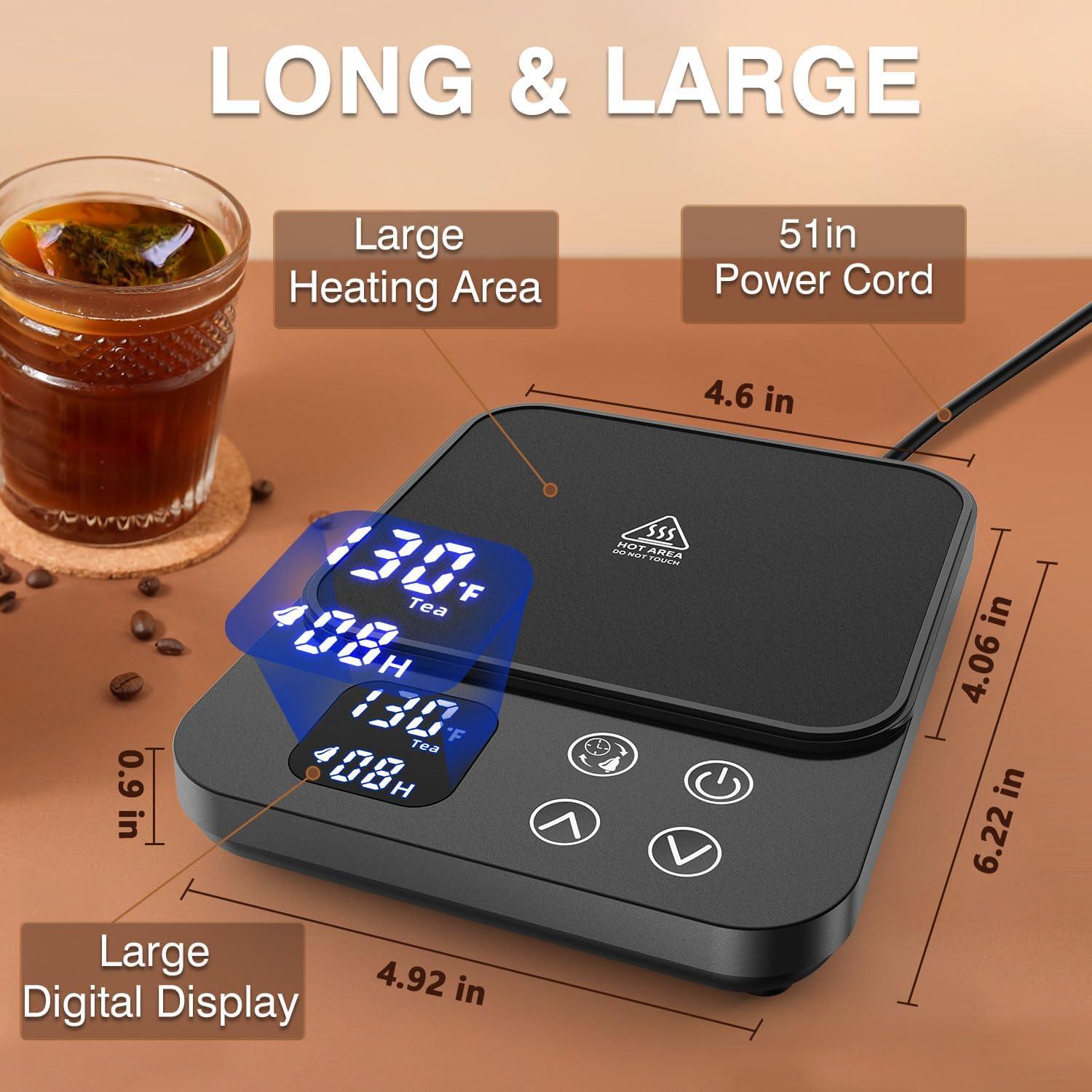 Mug Warmer, Coffee Cup Warmer for Desk with 1-12H Auto Shut Off, 36W Faster Heating Coffee Mug Warmer for Coffee Beverage Milk Tea, Smart Candle Warmers, Ideal Coffee Accessories Gifts (Black)