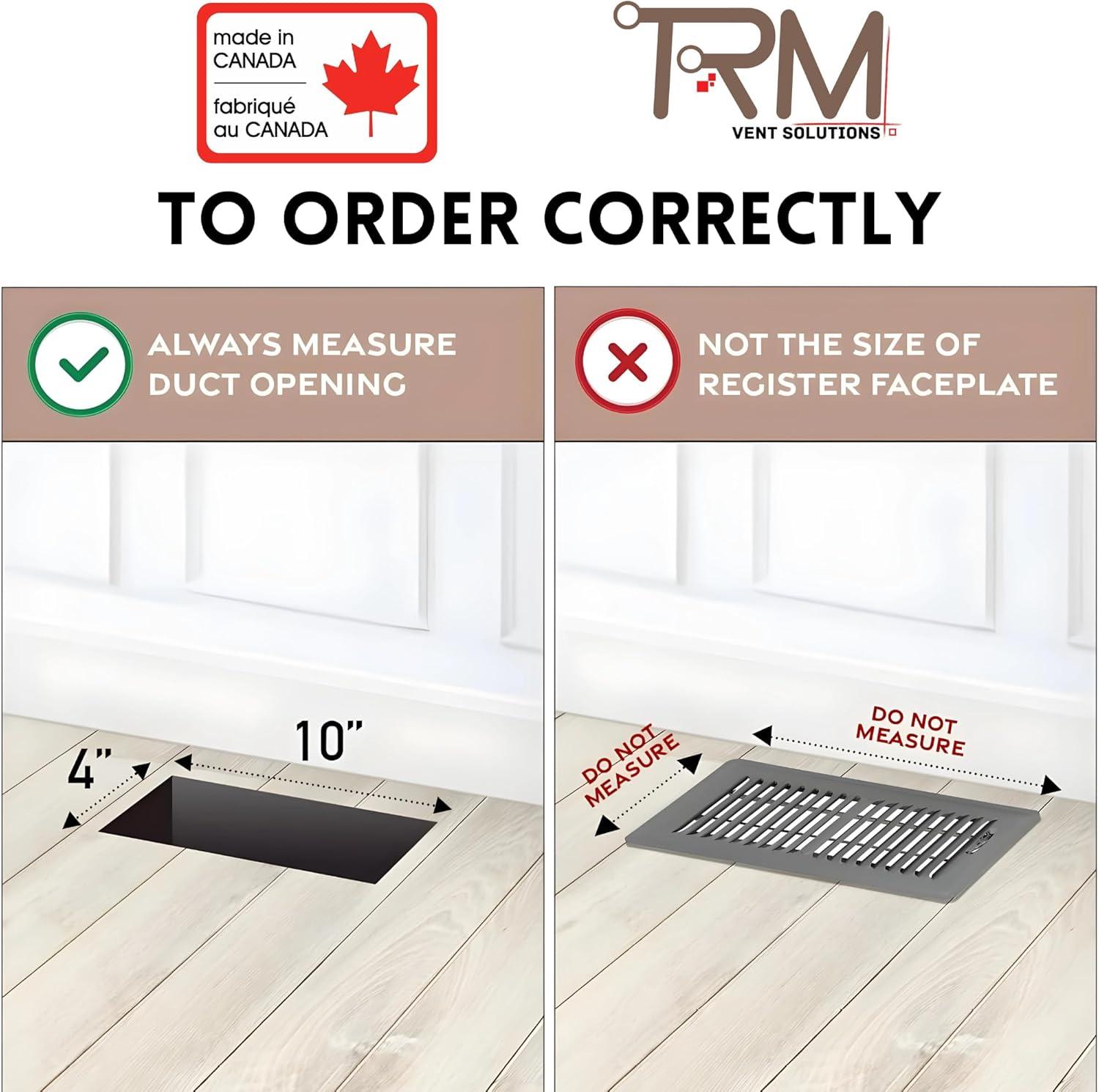 4x10-Classic, Floor-Matching Heavy-Duty Metal Vent Cover, Floor Register, Black, Made in Canada