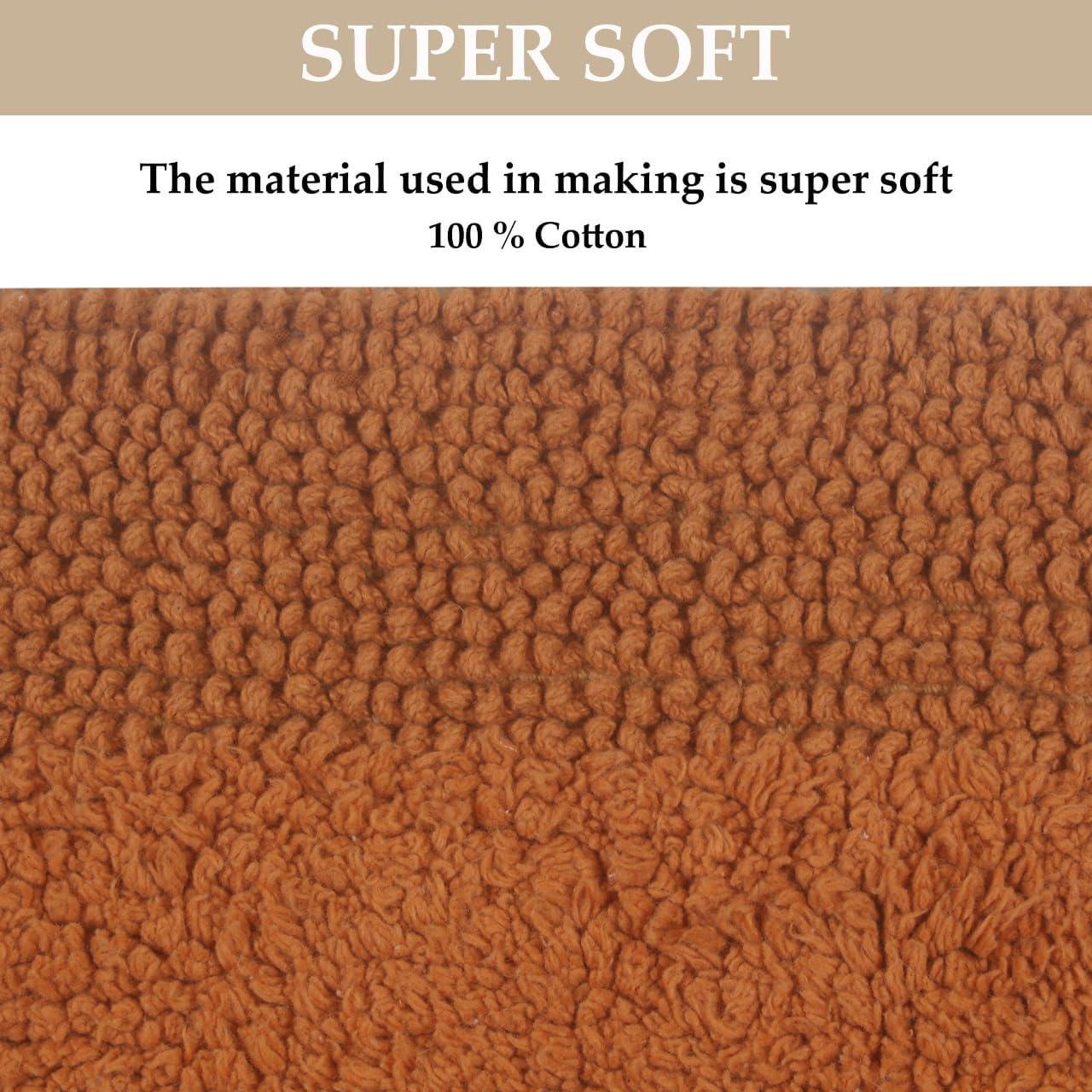 Home Weavers Luxury Collection 100% Cotton Reversible Bathroom Rug Set Machine Washable Bathroom Rug-17"x24", Bath Rug- 21"x34", U Shaped Contour- 20"x20", Terracotta Color 3 Piece Bath Carpet set