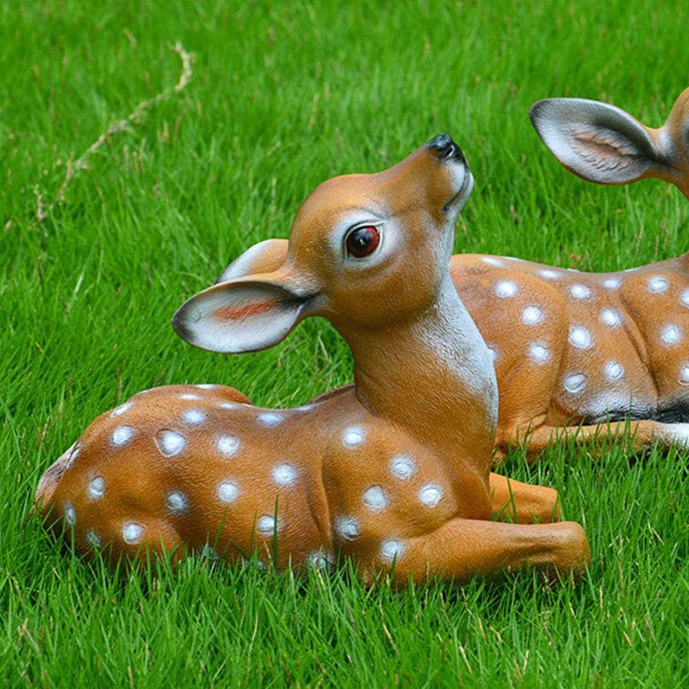 Deer Statue, 2Pcs Deer Figurine, Synthetic Garden Sculpture Garden Statue Waterproof and Sunscreen Community Patio for Garden