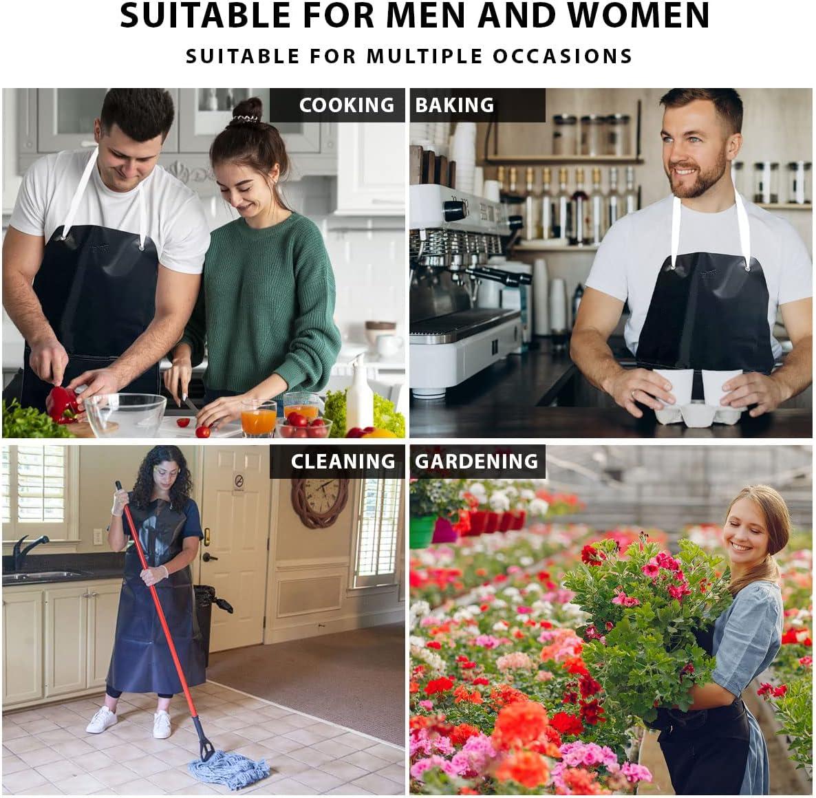 Kleen Chef, Premium PVC Leather Apron, Double Layer Apron, Black (Pack-1)