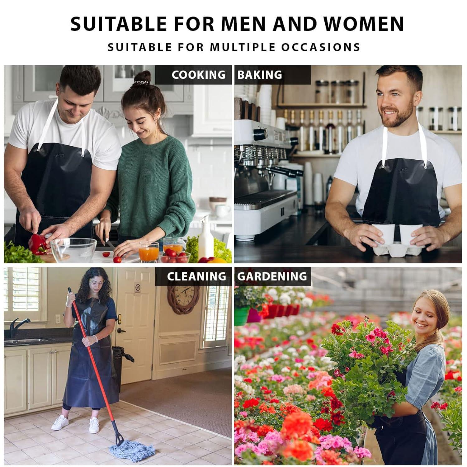 Kleen Chef, Premium PVC Leather Apron, Double Layer Apron, Black (Pack-1)