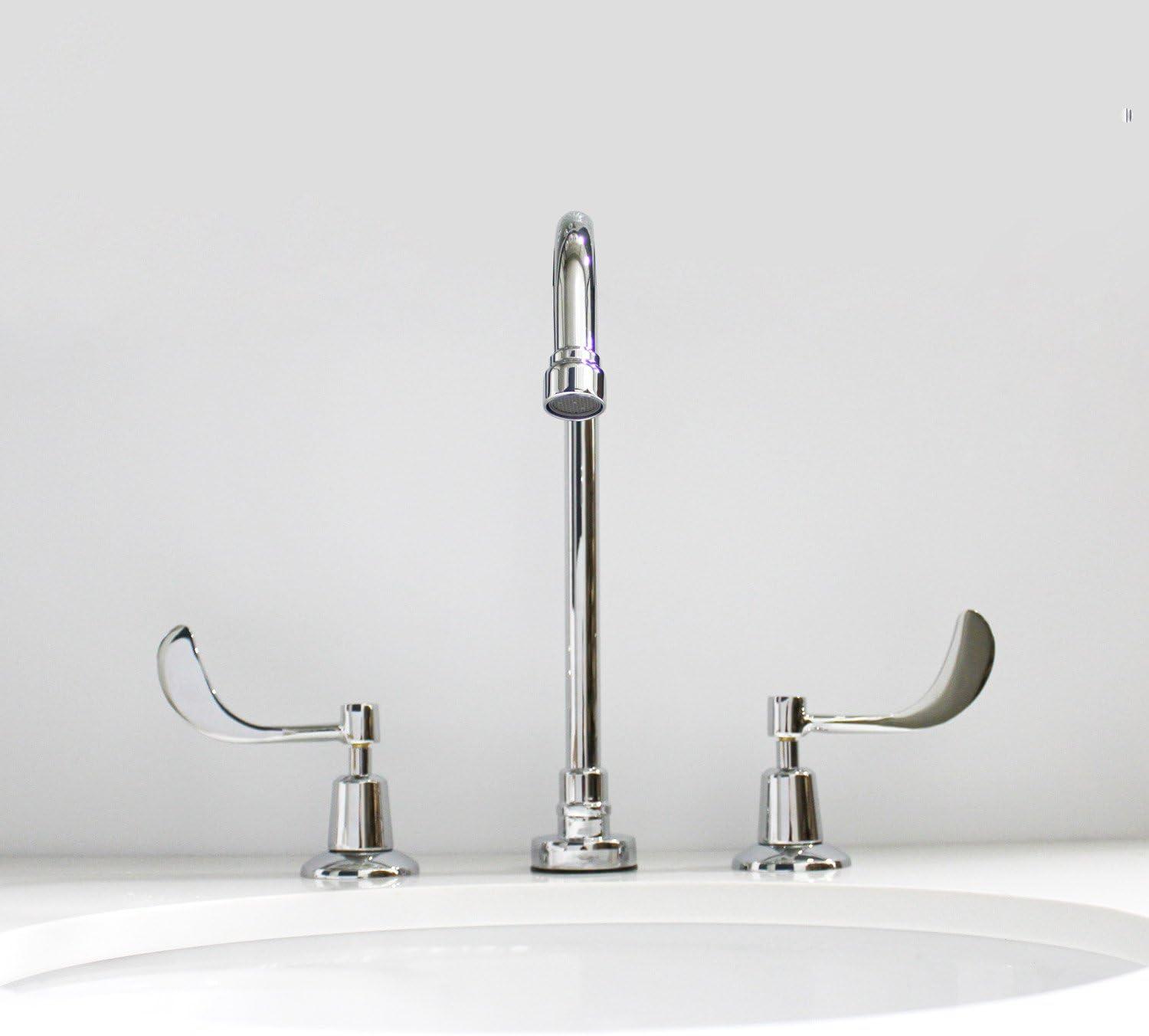 Speakman Commander Widespread 8 in. Gooseneck Lavatory Faucet with Wrist Blade Handles, Less Drain, Polished Chrome