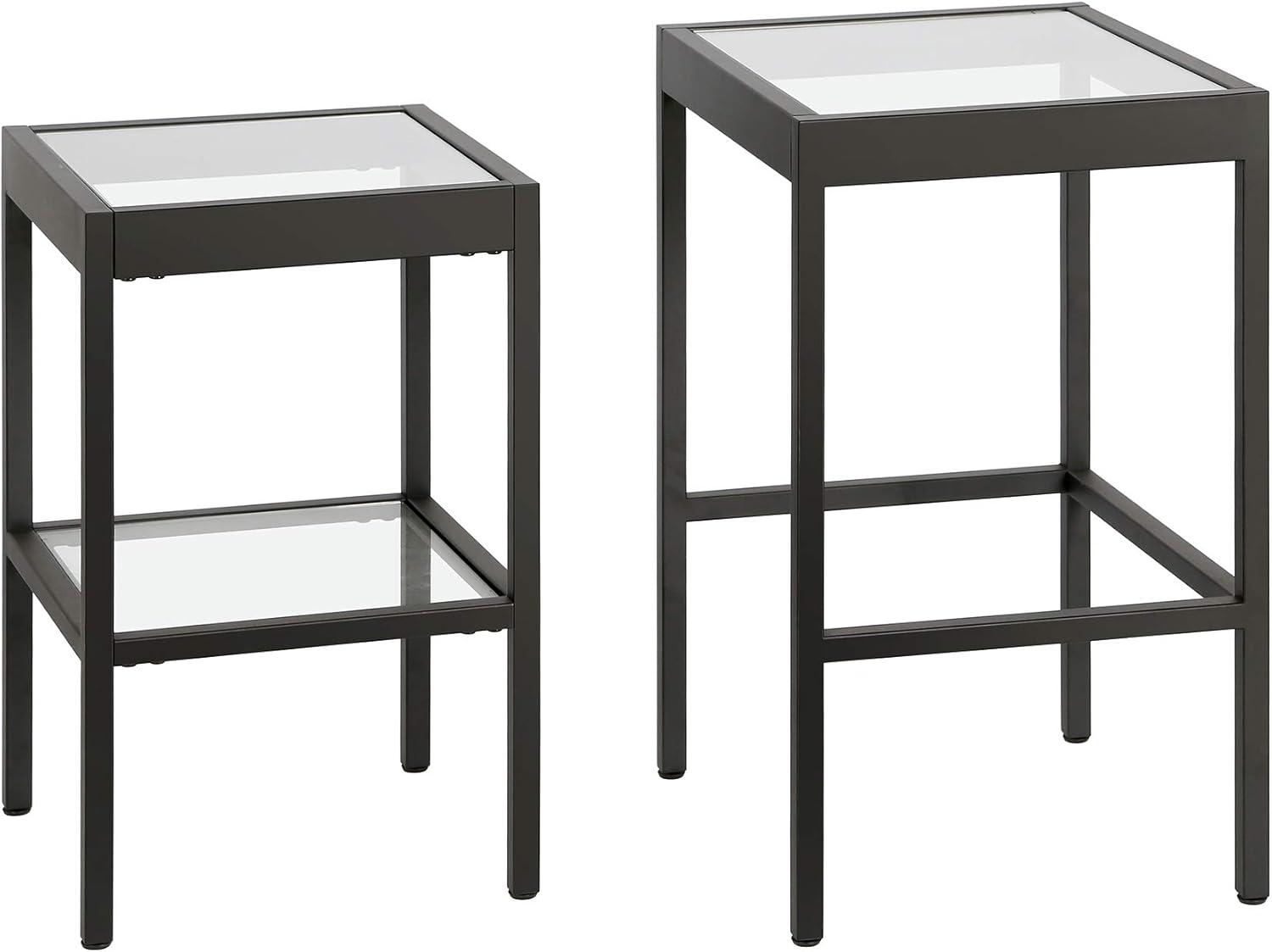 Evelyn&Zoe Alexis Rectangular & Square Nested Side Table, Blackened Bronze