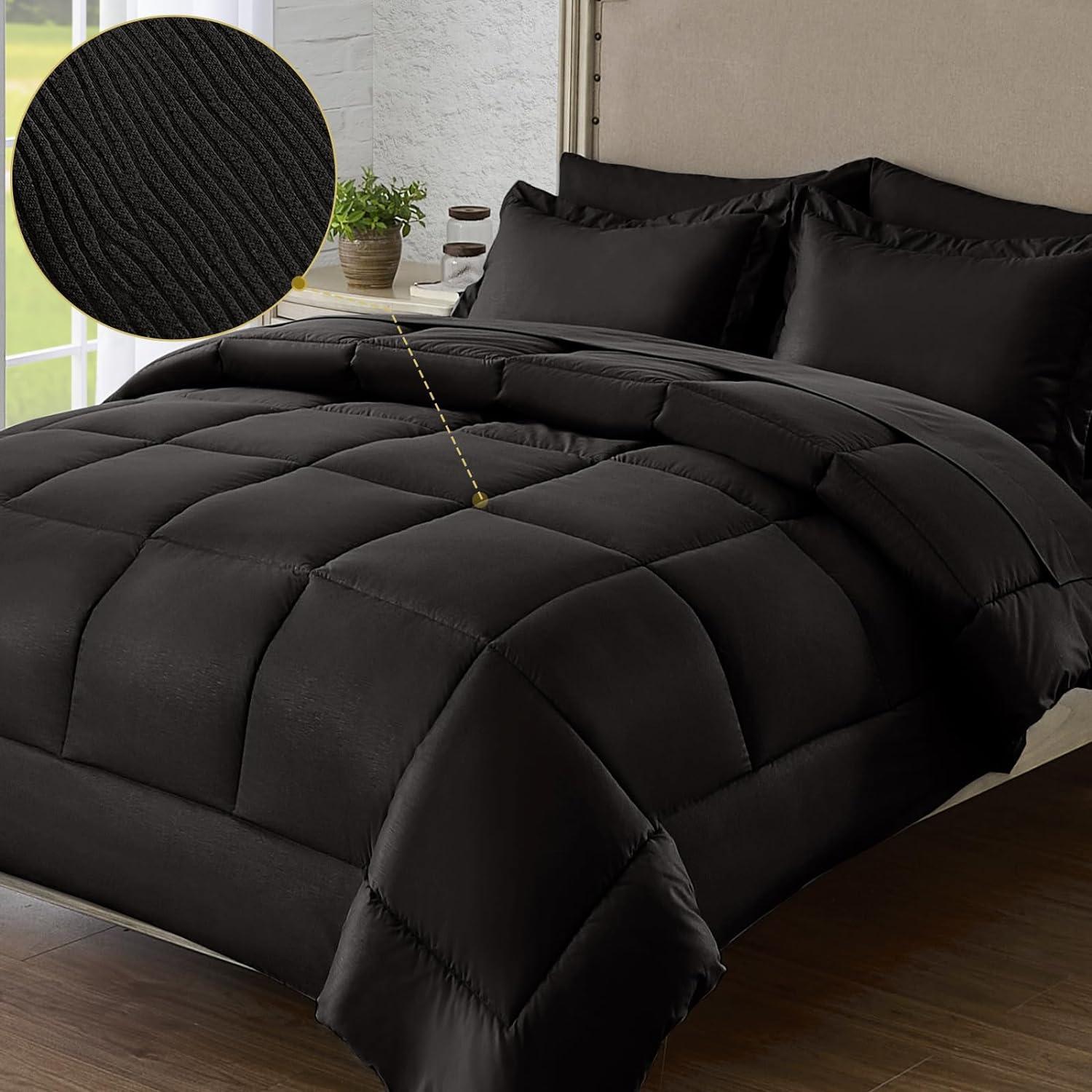 Black Queen Reversible Down Alternative Microfiber Bedding Set