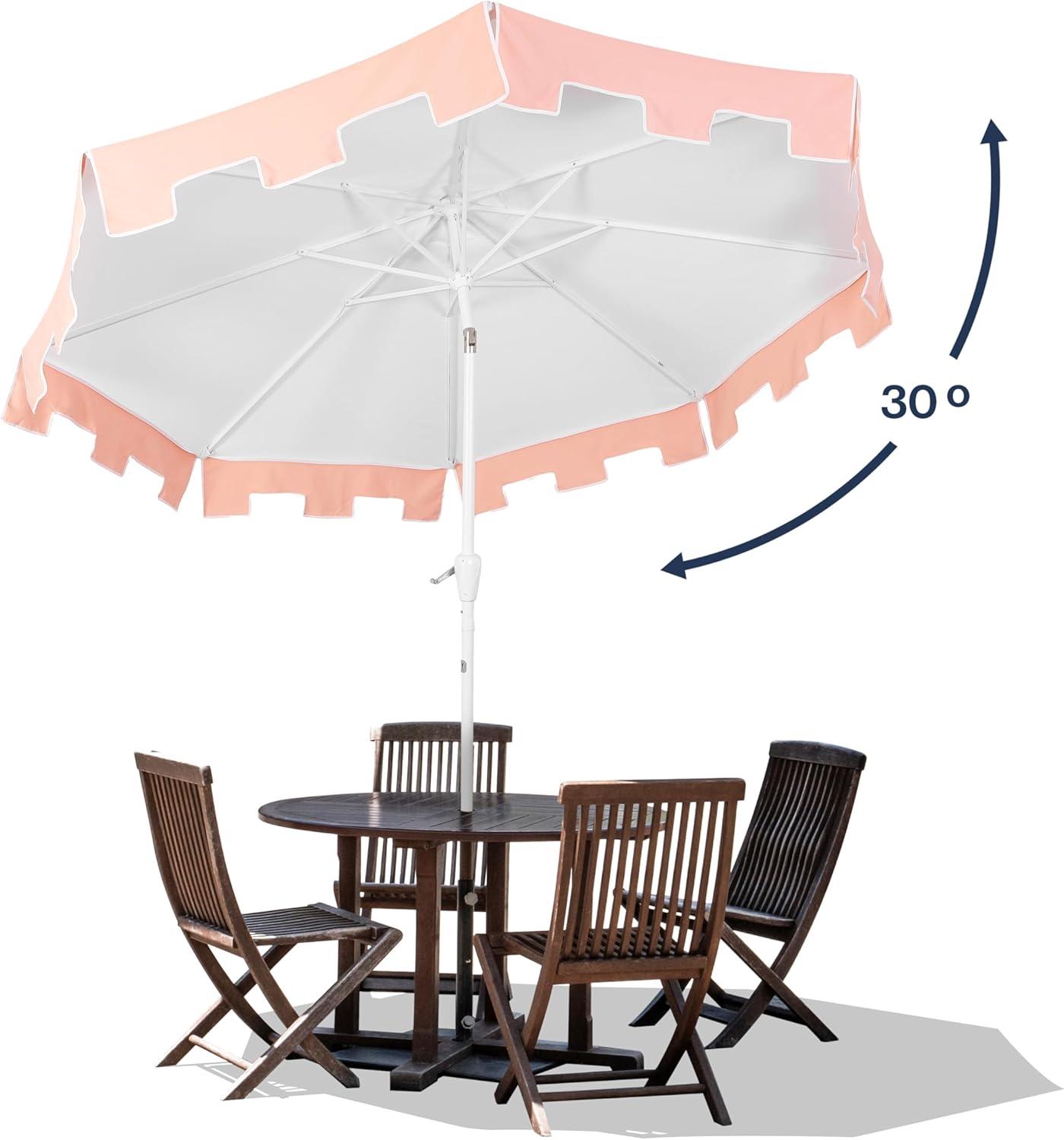 Arlmont & Co. Taveon 9 ft. Classic MidCentury Market Patio Umbrella with UV Protection, Auto-Tilt, and Crank | Wayfair