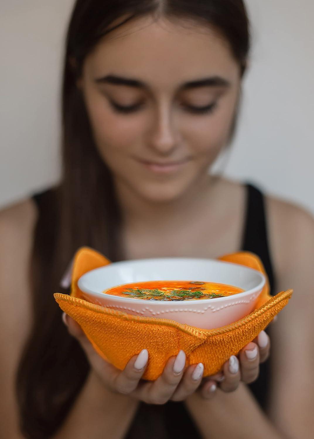 Sheff Microwave Bowl Cozy Holders Set of 4 - Durable and Reliable for Hot and Cold Plates and Dishes - Ideal Household Gift (Blue)