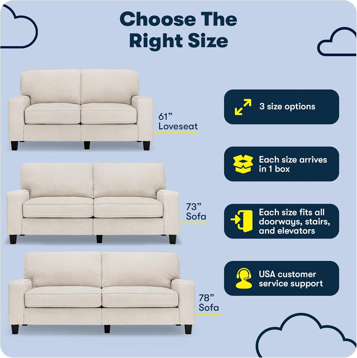 Serta Palisades 78" Track Arm Sofa, Easy Care Fabric, Soft Pillow Back, Pocket Coil Seat Cushions