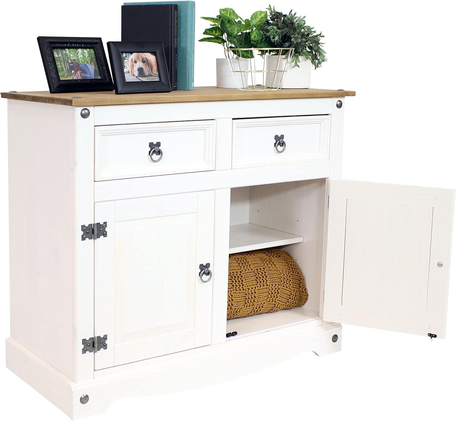 Sunnydaze Kitchen Sideboard Cabinet with 2 Drawers and 2 Doors - Solid Pine Construction