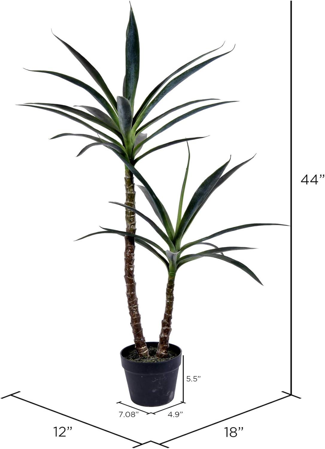 Artificial Green Yucca Tree in Black Planters Pot.