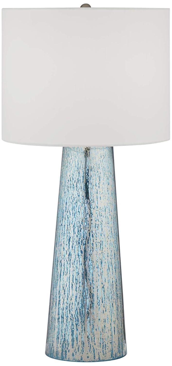 360 Lighting Marcus Modern Table Lamp 30" Tall Mercury Glass Column Shape White Drum Shade for Bedroom Living Room Bedside Nightstand Office Kids Home