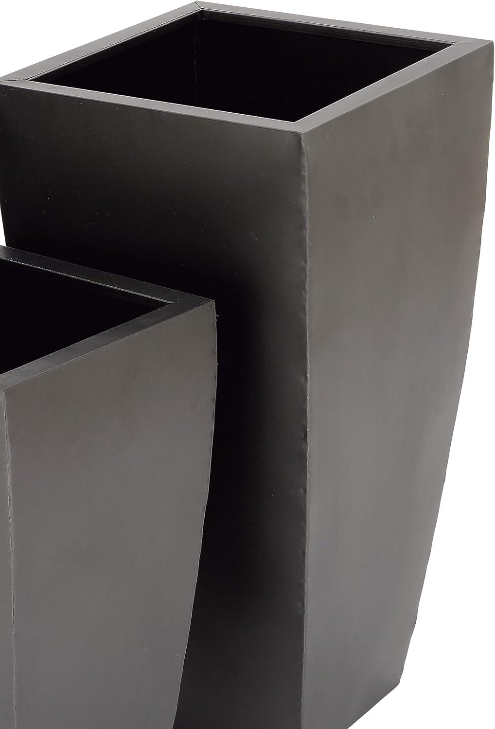 Set of 3 Modern Rectangular Metal Planters Black - Olivia & May: Iron Construction, Indoor/Outdoor Use, No Drainage Holes