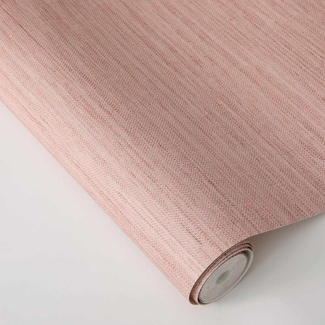 Tempaper & Co.® Fauz Horizontal Grasscloth Removable Peel and Stick Wallpaper, Textured Salmon, 28 sq. ft.: Vinyl, Prepasted