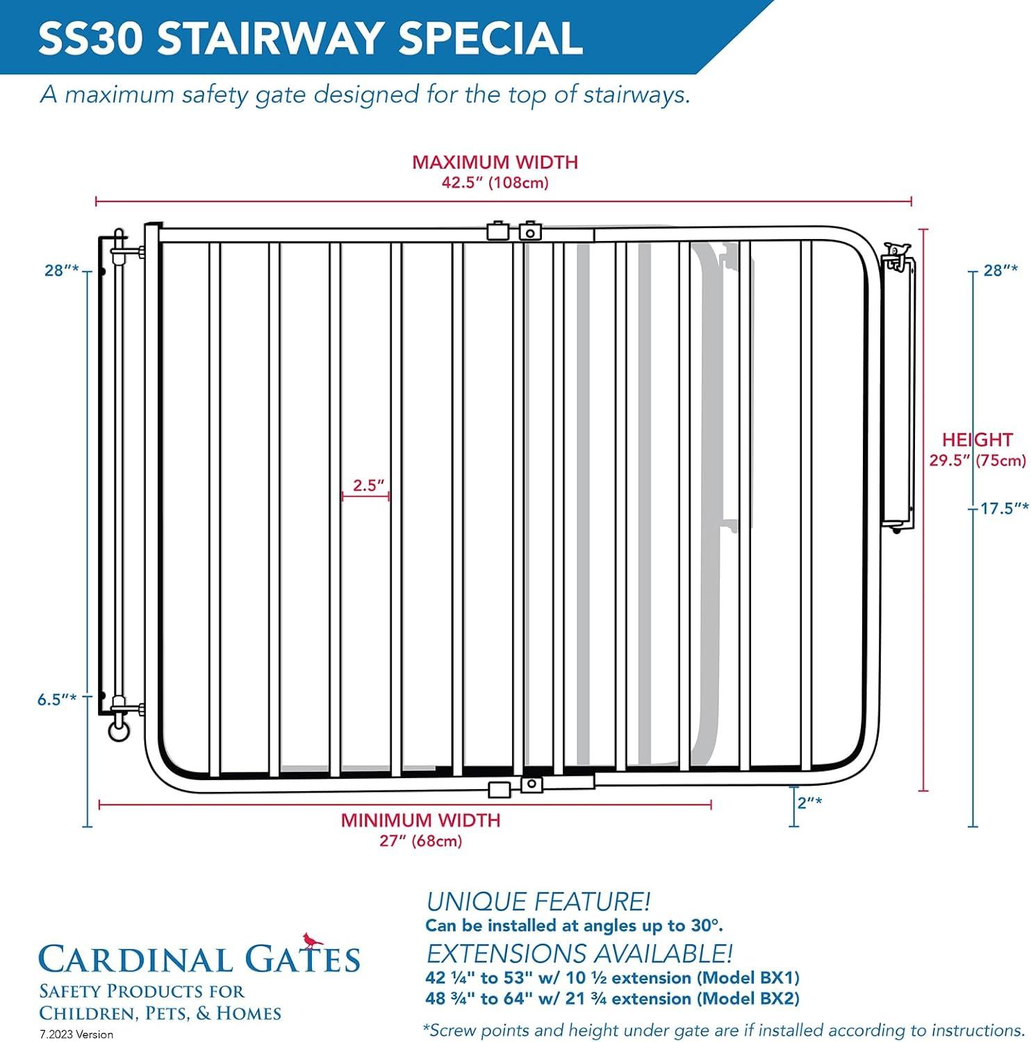 Adjustable White Aluminum Stairway Swinging Safety Gate