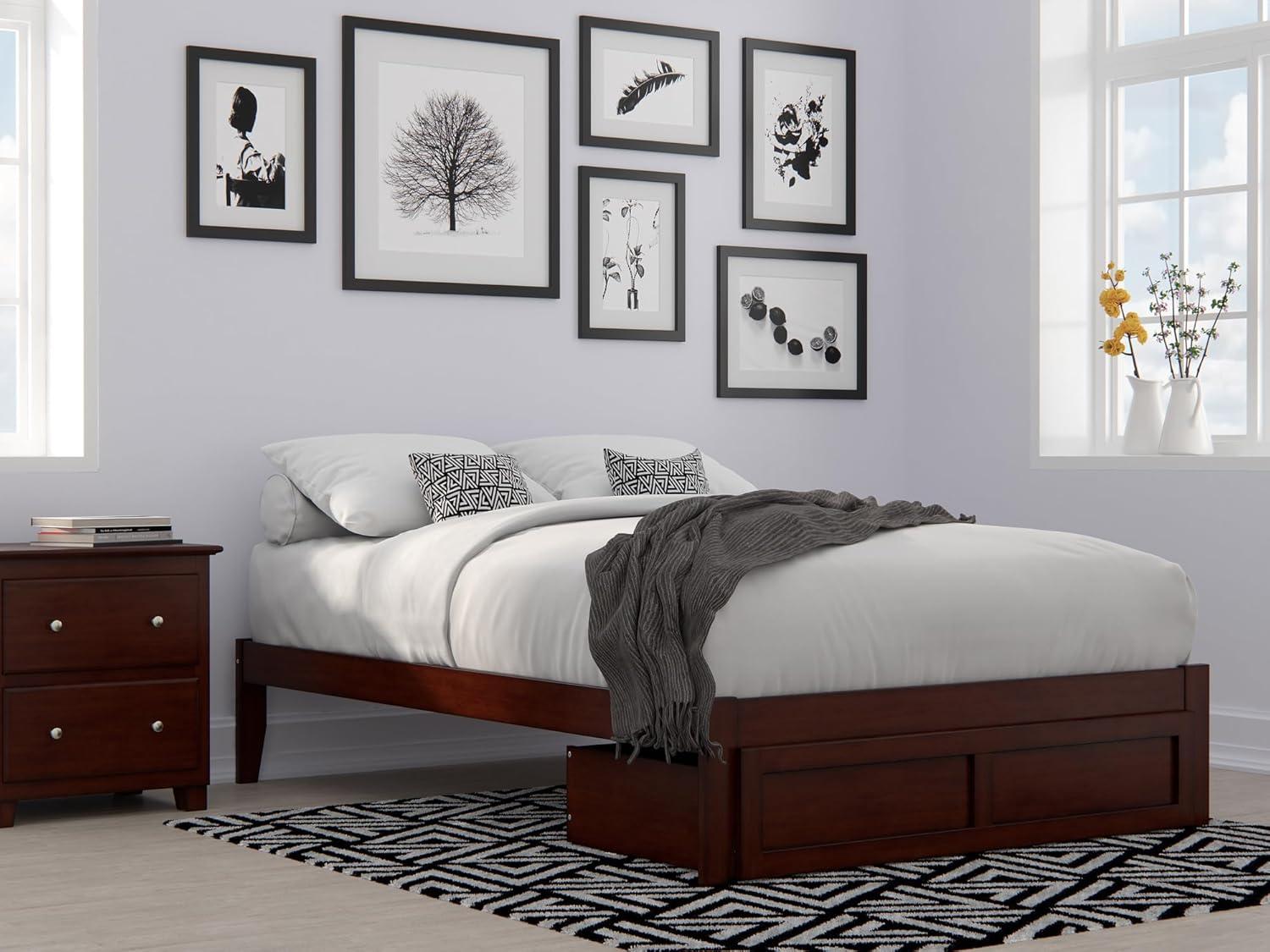 AFI Furnishings Colorado Full Bed with Foot Drawer and USB Turbo Charger in Walnut