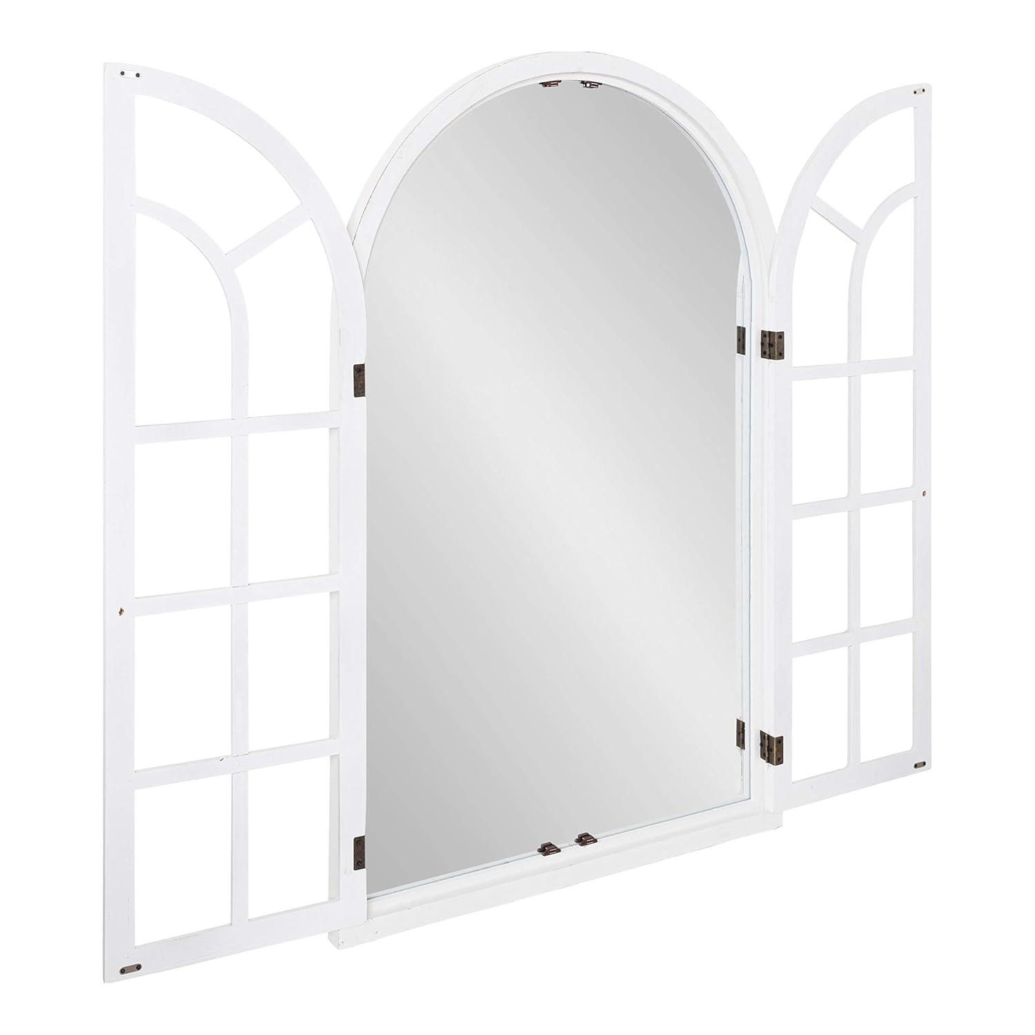 28"x44" Boldmere Arch Wall Mirror White - Kate & Laurel All Things Decor: Rustic Farmhouse Windowpane