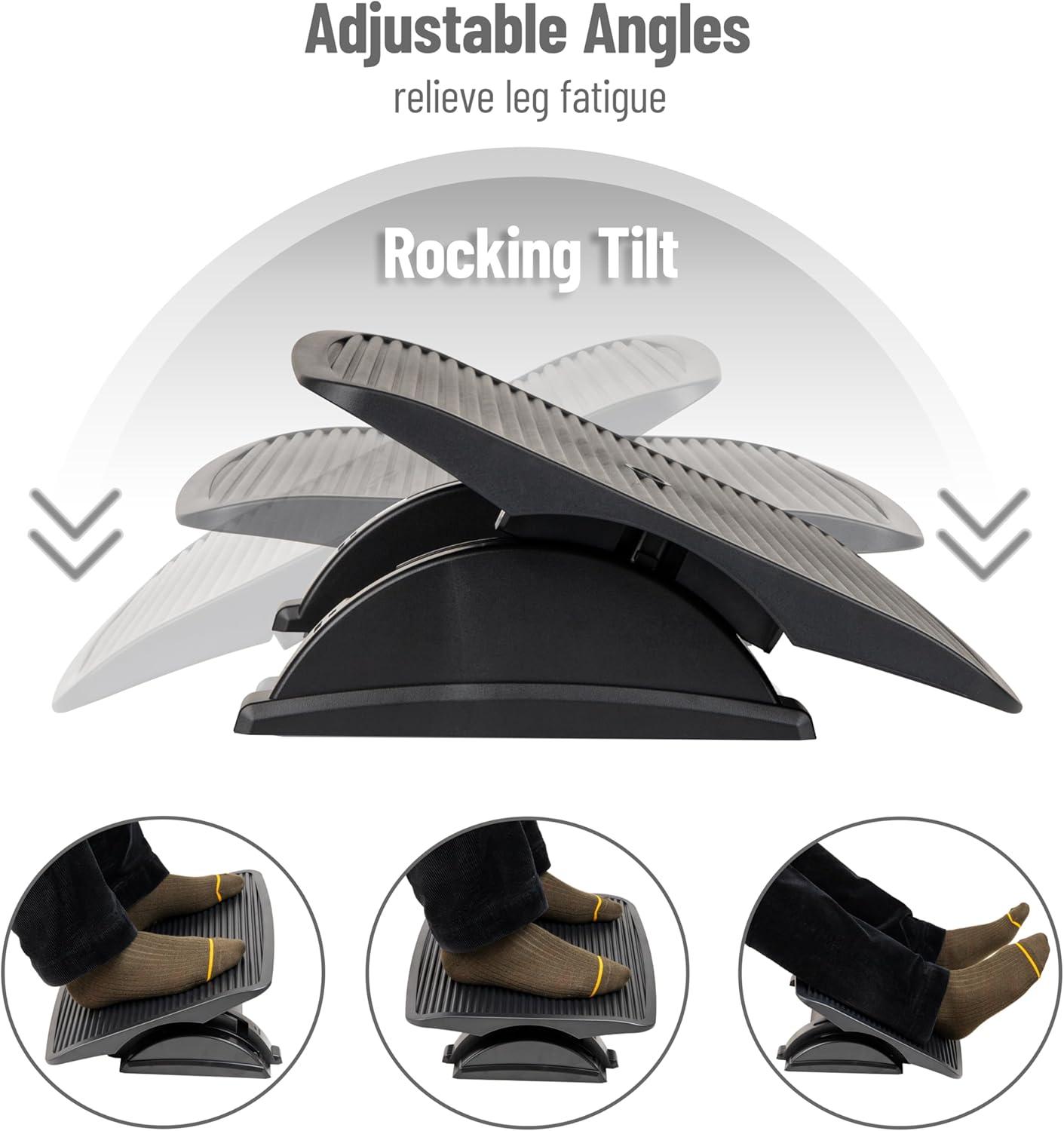 Mind Reader Foot Rest, Under Desk at Work, Ergonomic, Height Adjustable, Office, Plastic, 17.5"L x 13.5"W x 3.5"H