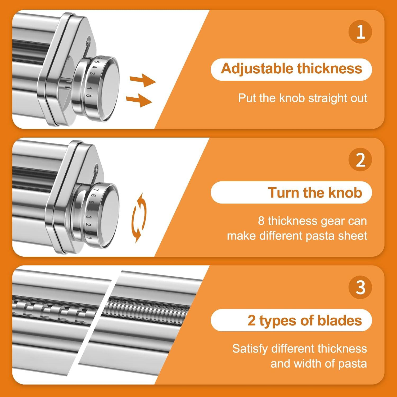 InnoMoon 3-Piece Pasta Attachments for KitchenAid Stand Mixer Spaghetti Fettuccine Attachment