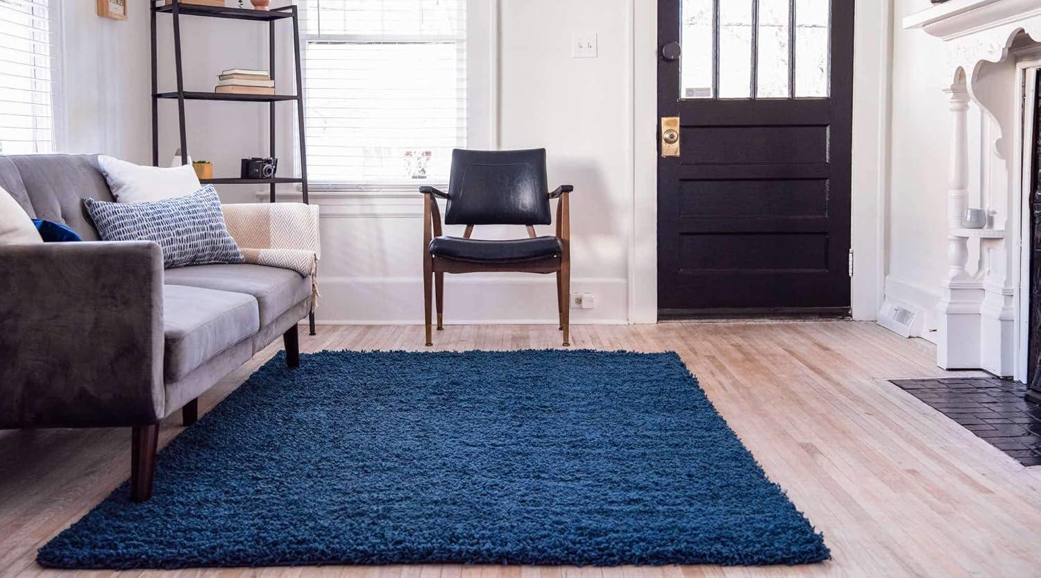 Unique Loom 8' 0 x 10' 0 Solid Shag Sapphire Blue Area Rug