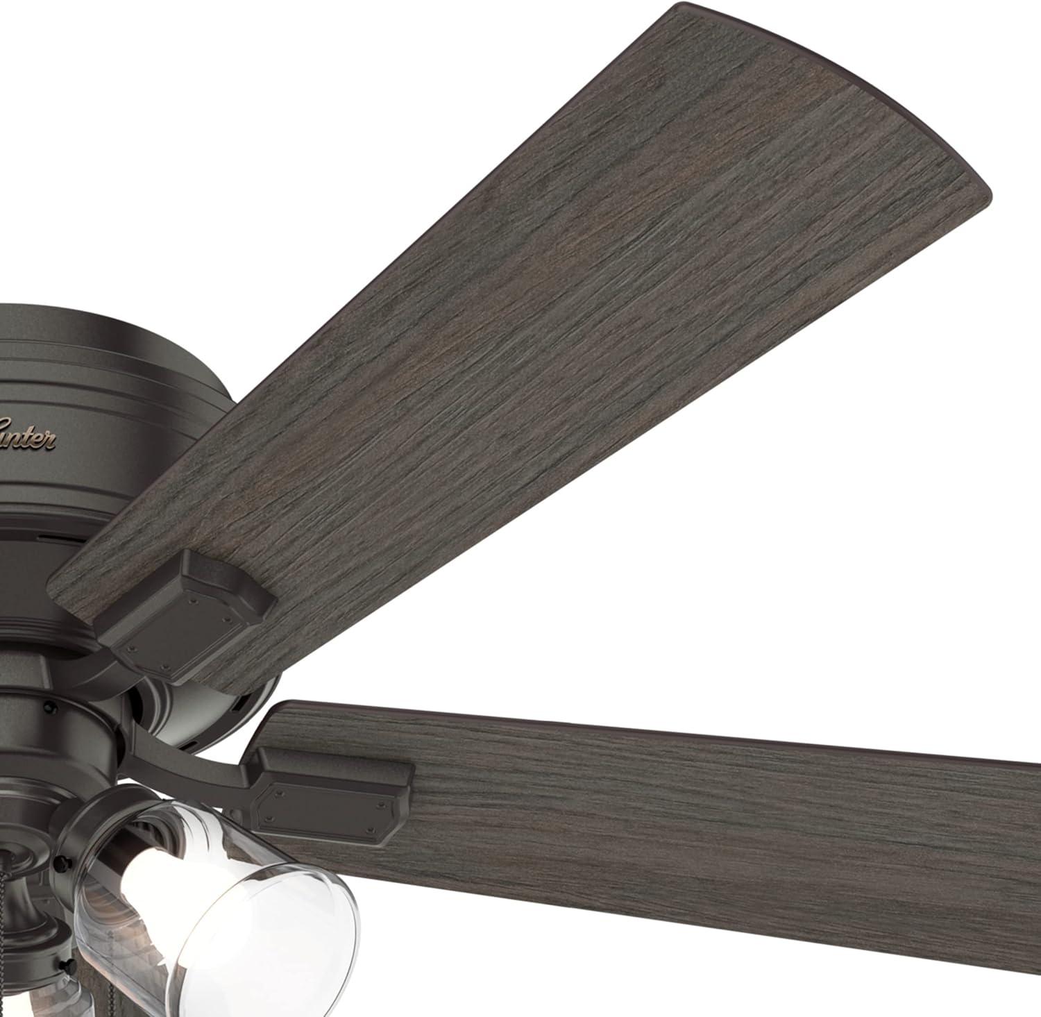 52" Crestfield 5 - Blade Flush Mount Ceiling Fan with Lights and Pull Chains