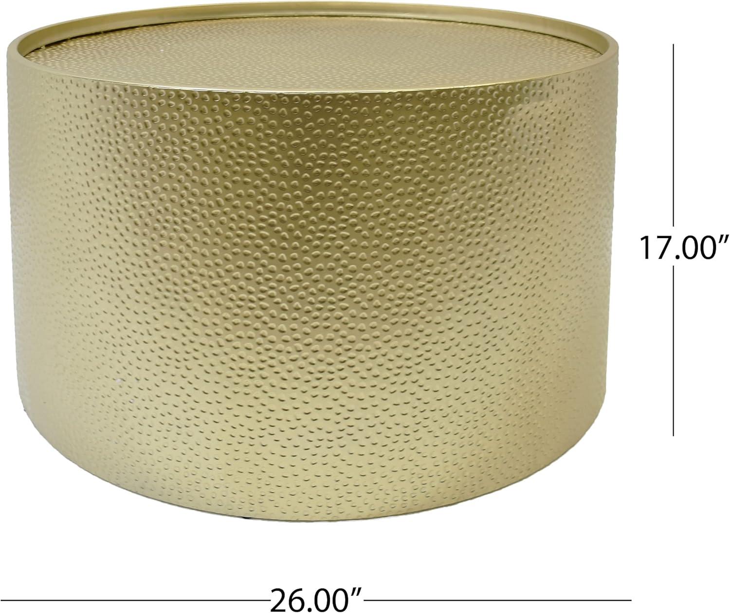 Braeburn Modern Round Coffee Table Gold - Christopher Knight Home: Hammered Iron, No Assembly Required