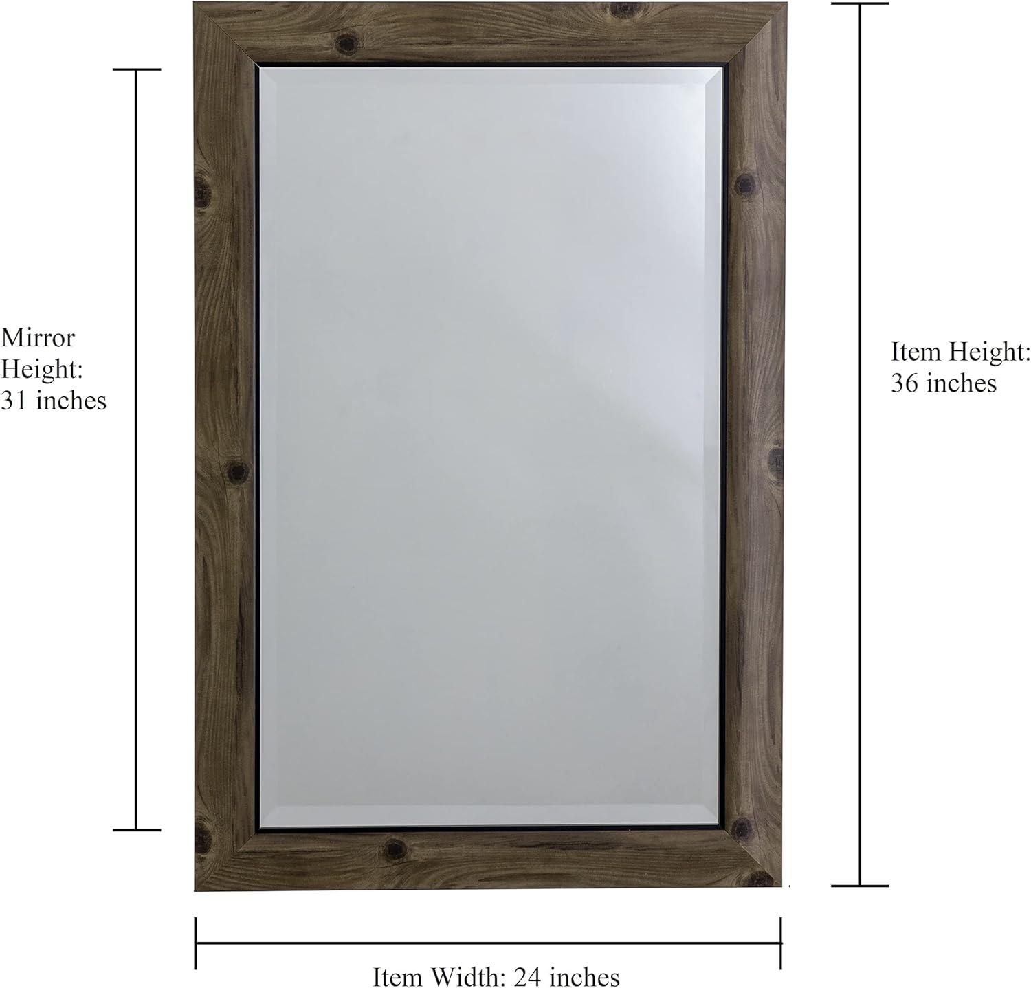 Natural Light Wood Decorative Wall Mirror with Beveled Edge Gray - Yosemite Home Decor