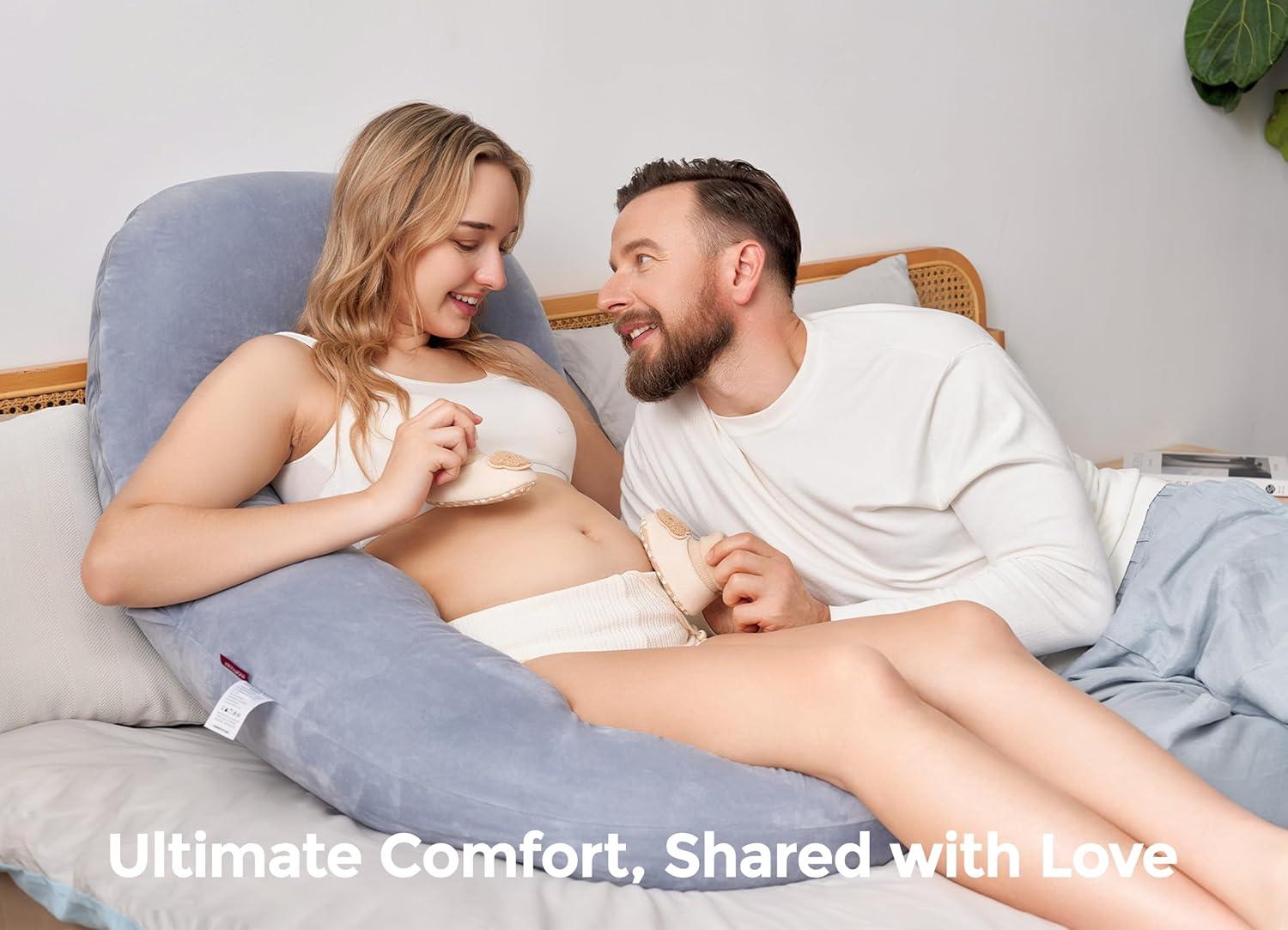 Dreamlign Velvet Grey Adjustable Full Body Maternity Pillow