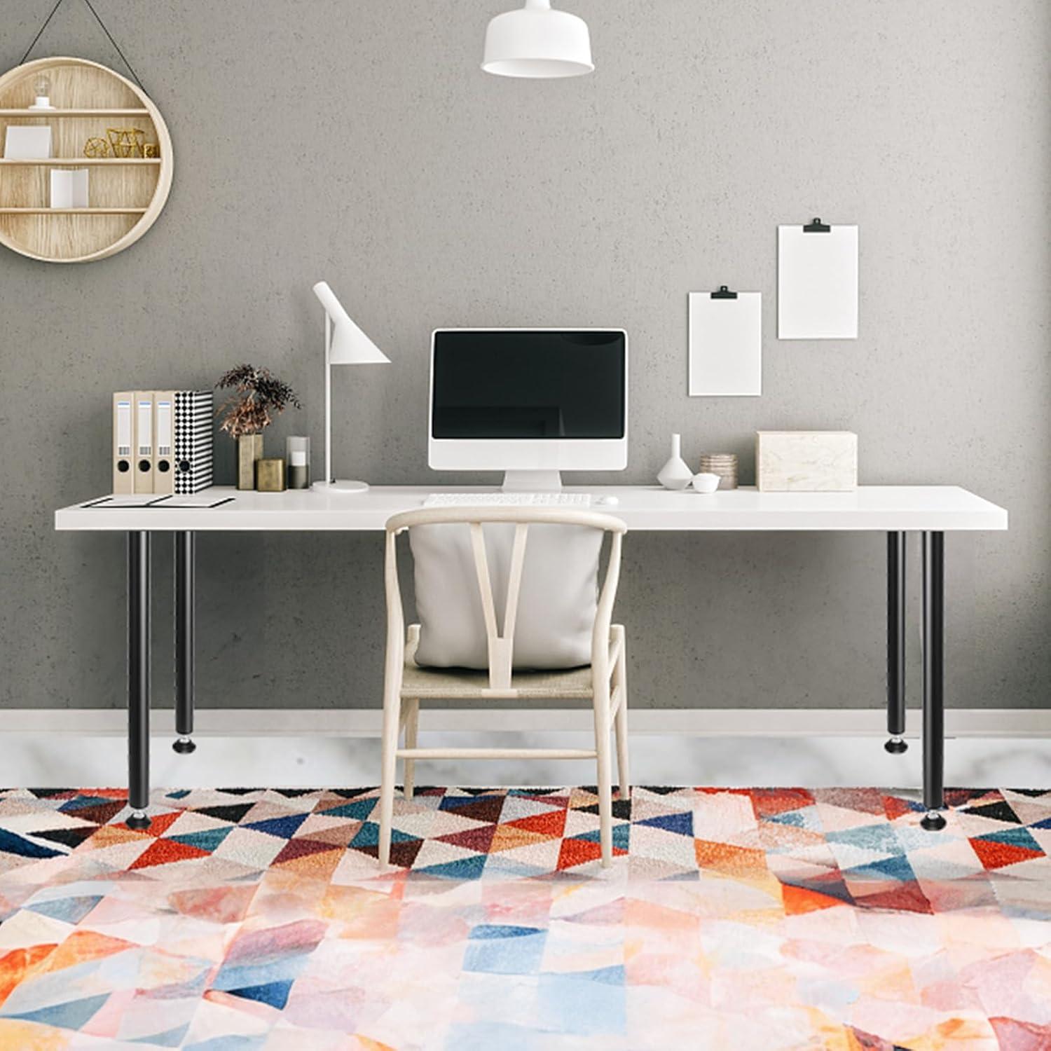 VEVOR 28 Inch Adjustable Desk Legs, Reinforced Steel Office Table Furniture Legs Set of 4 for DIY, 1200 lbs Load Capacity Heavy Duty Desk Legs, Quick Instalation Legs with Adjustable Foot Cup Black